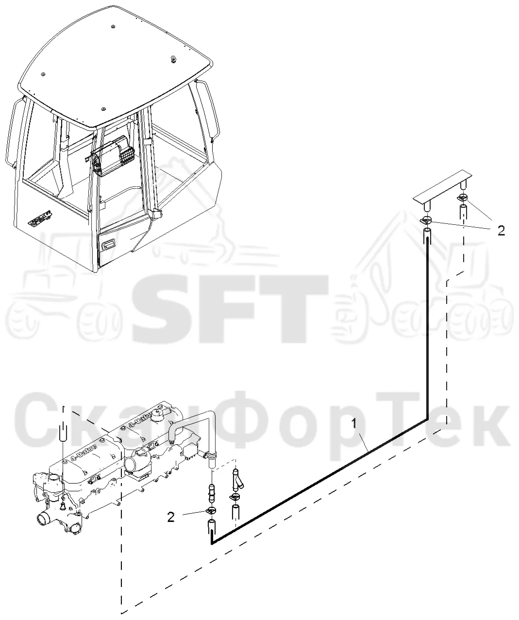 Схема: Komatsu / Форвардер / 895 S/N 8950011010- / Каталог запасных частей / Кабина / Система обогрева и охлаждения / Обогревание кабины