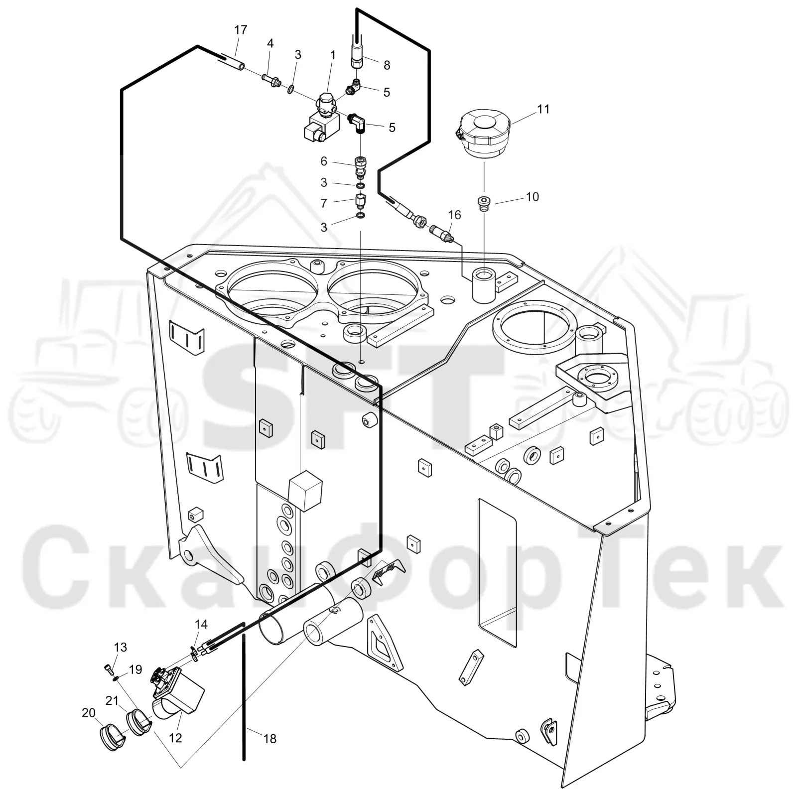 Схема: Komatsu / Форвардер / 895 S/N 8950011010- / Каталог запасных частей / Гидравлика / Бак гидравлики / Вакуумный насос