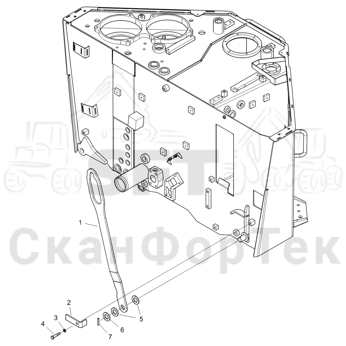 Схема: Komatsu / Форвардер / 855 S/N 8550022010- / Каталог запасных частей / Гидравлика / Бак гидравлики / Подъемный инструмент
