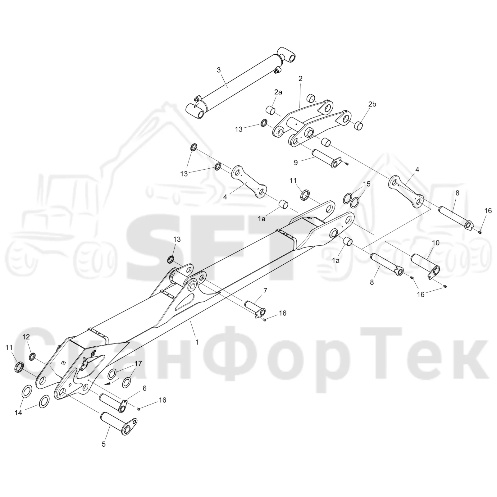 Схема: Komatsu / Форвардер / 875 S/N 8750000010- / Каталог запасных частей / Подъемный кран / Основная стрела / Основная стрела