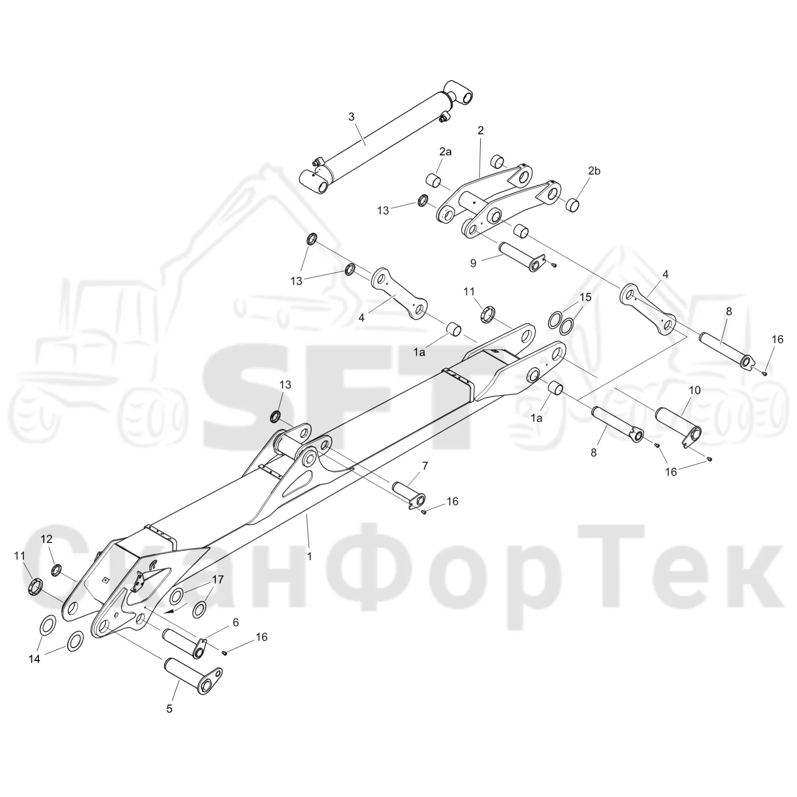 Схема: Komatsu / Форвардер / 875 S/N 8750000010- / Каталог запасных частей / Подъемный кран / Основная стрела / Основная стрела Combi
