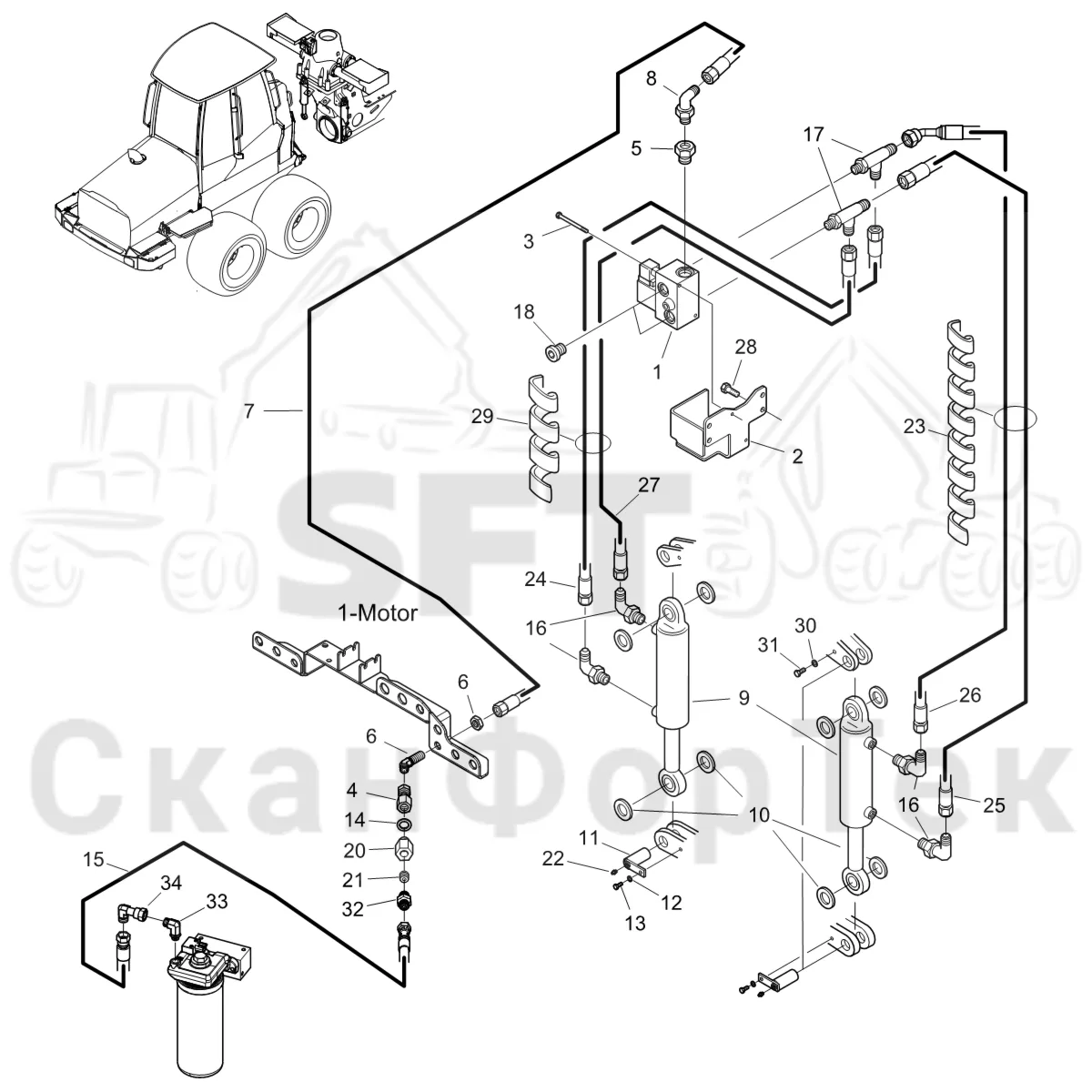Схема: Komatsu / Форвардер / 875 S/N 8750000010- / Каталог запасных частей / шасси / Стабилизация / Стабилизация