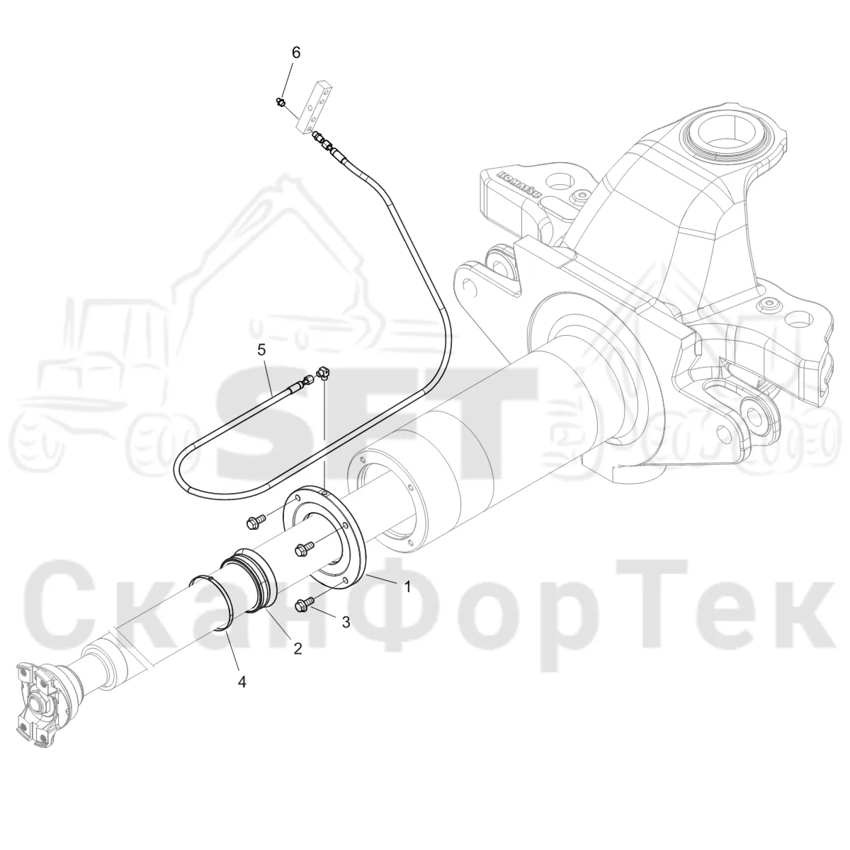 Схема: Komatsu / Форвардер / 875 S/N 8750000010- / Каталог запасных частей / Коробка передач / Карданная передача / Уплотнение