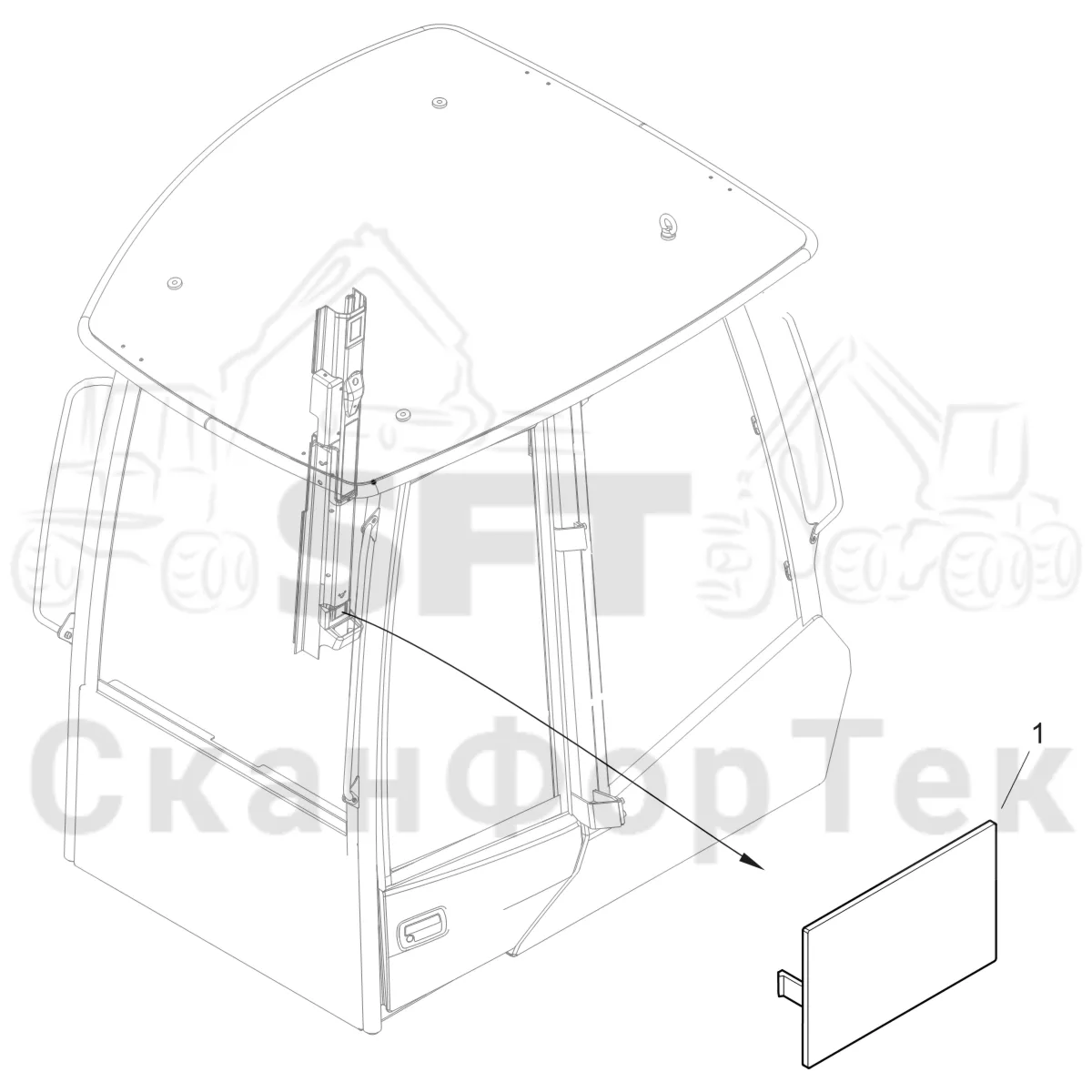 Схема: Komatsu / Форвардер / 895 S/N 8950011010- / Каталог запасных частей / Кабина / Салон / Элементы монтажа панели