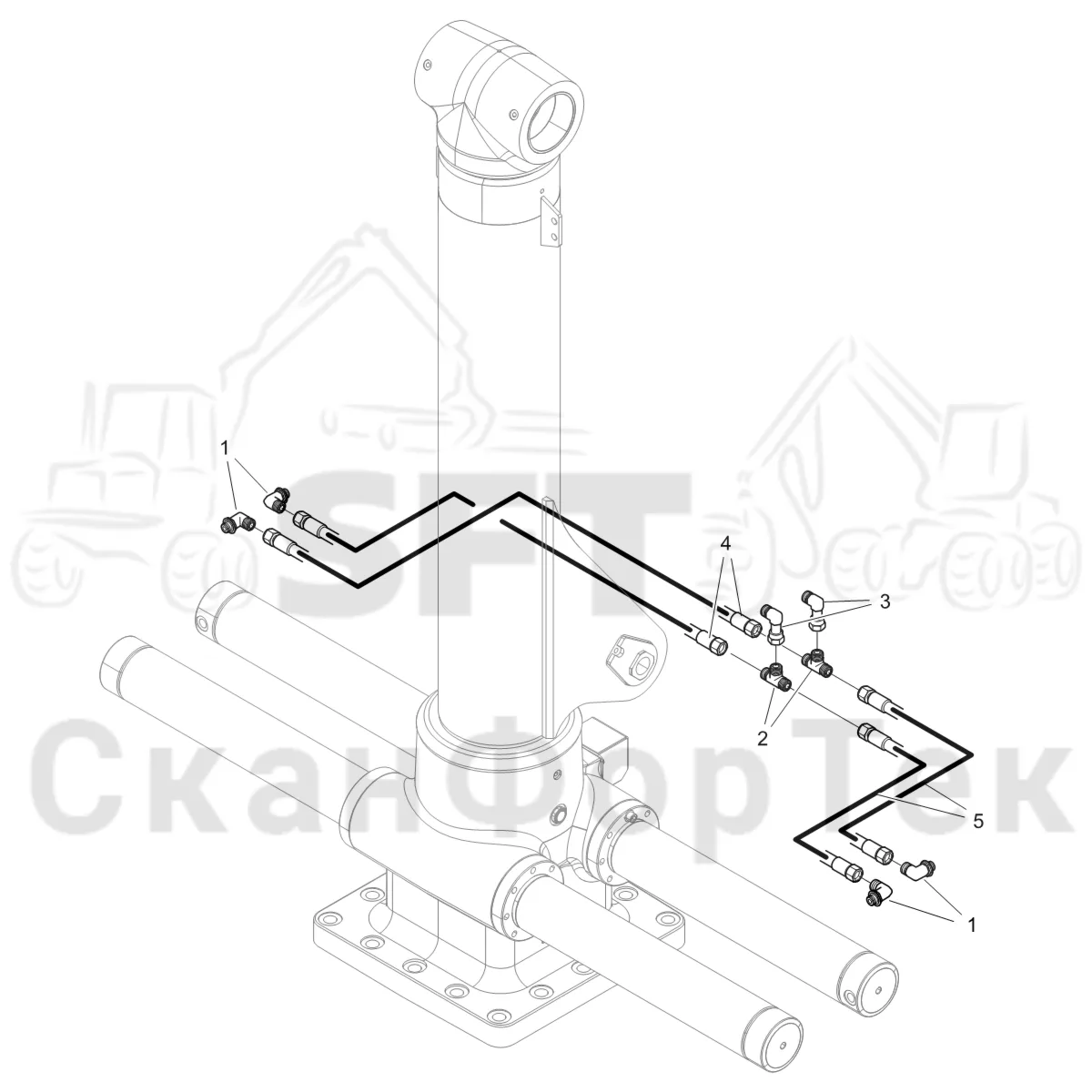 Схема: Komatsu / Форвардер / 875 S/N 8750000010- / Каталог запасных частей / Подъемный кран / Гидропроводка / Гидропроводка
