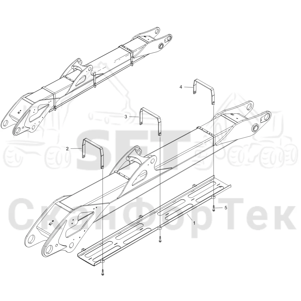 Схема: Komatsu / Форвардер / 875 S/N 8750000010- / Каталог запасных частей / Подъемный кран / Основная стрела / защита