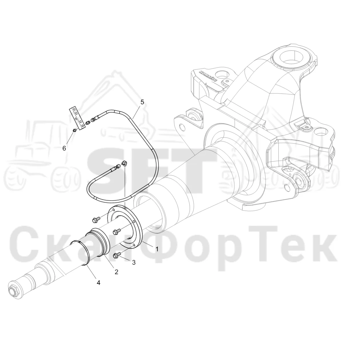 Схема: Komatsu / Форвардер / 895 S/N 8950011010- / Каталог запасных частей / шасси / Сочленение / Уплотнение