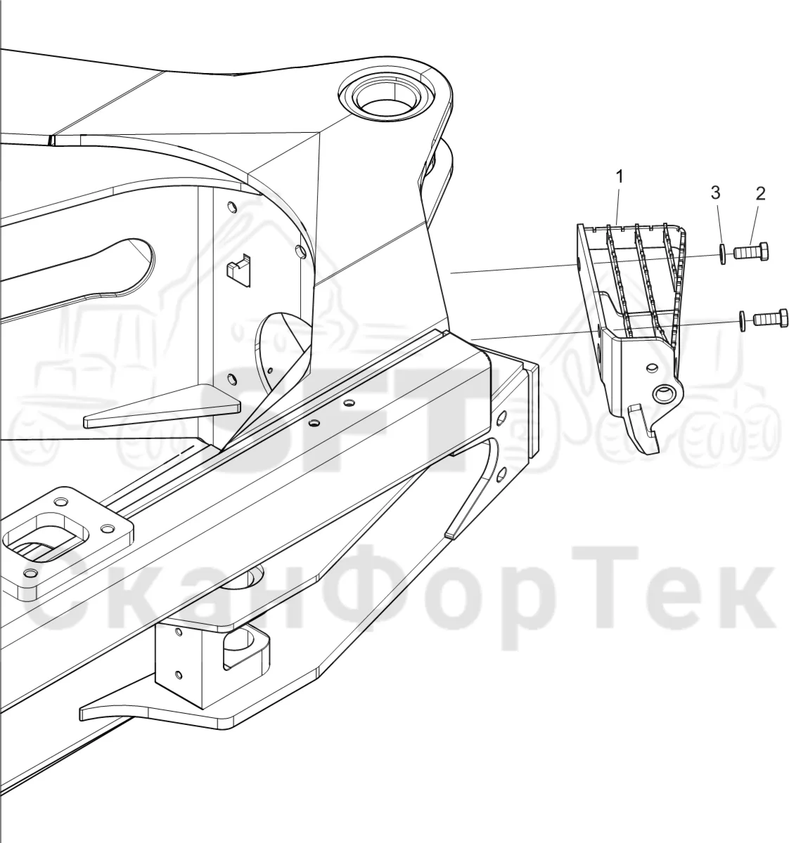 Схема: Komatsu / Форвардер / 895 S/N 8950011010- / Каталог запасных частей / шасси / Ступени, лестницы и платформы / Ступень