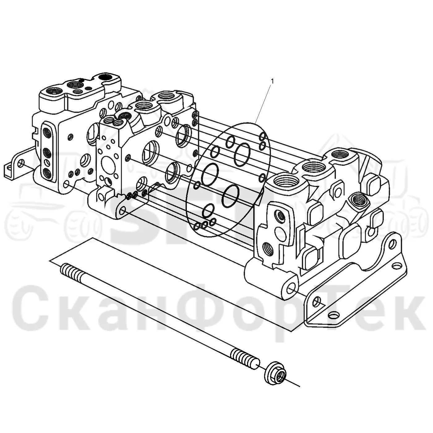 Схема: Valmet / Форвардер / Valmet 840.2 / Valmet 840.2 Ch. -211120 / Valmet 840.2 Ch. -211120 / Каталог запасных частей / Оборудование захвата / Захват / Valmet 801c Ch -11730 / Каталог запасных частей / Гидравлика / Клапан шасси / Прокладки секции