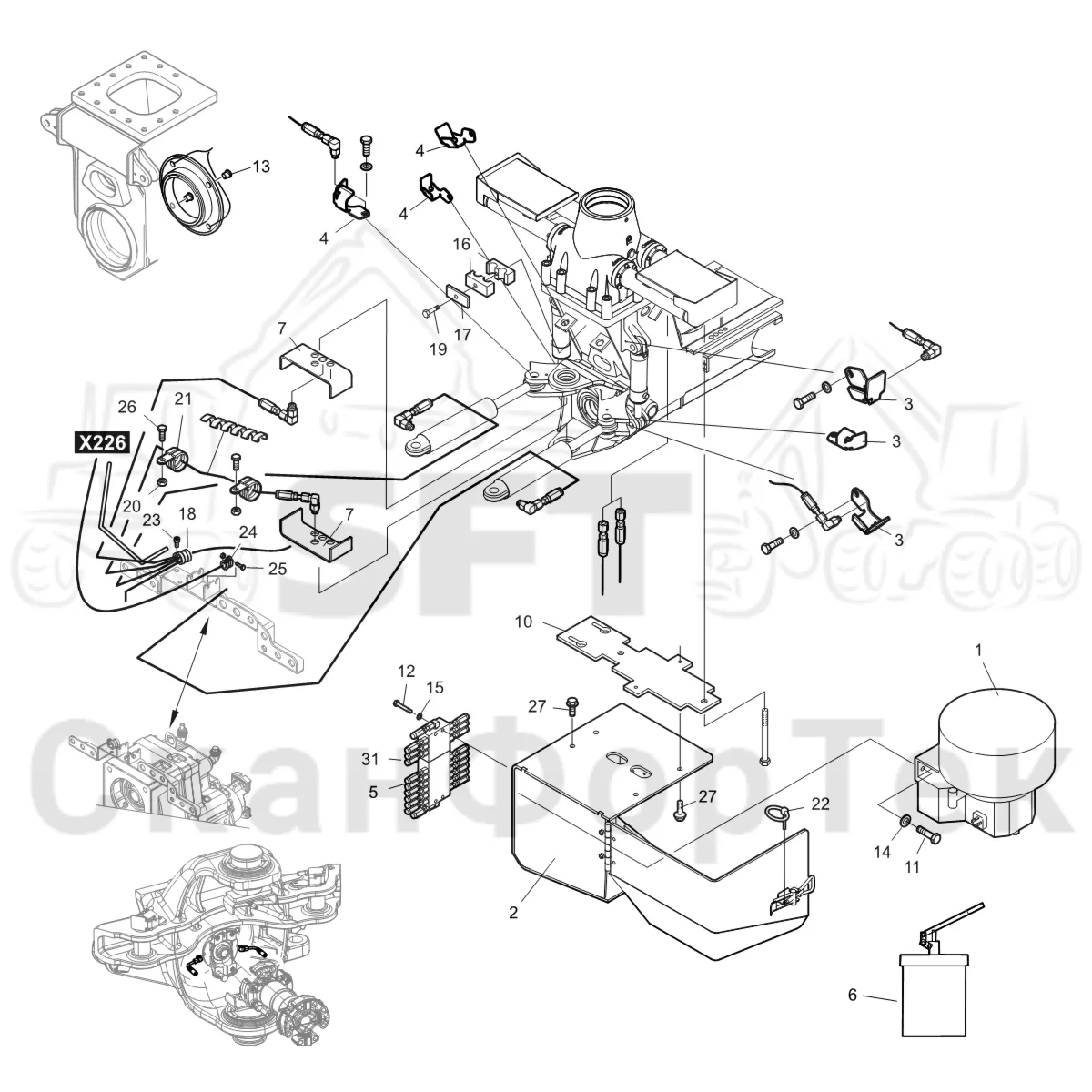 Схема: Komatsu / Форвардер / 895 S/N 8950011010- / Каталог запасных частей / шасси / Смазка / Центральная смазка