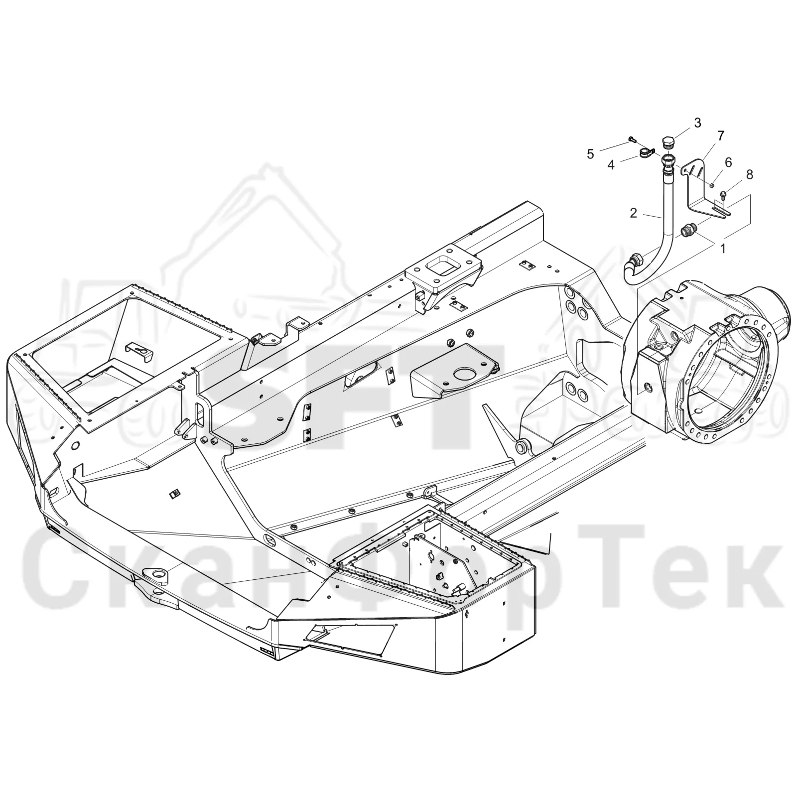 Схема: Komatsu / Форвардер / 895 S/N 8950011010- / Каталог запасных частей / Коробка передач / Ось / Заполнение маслом