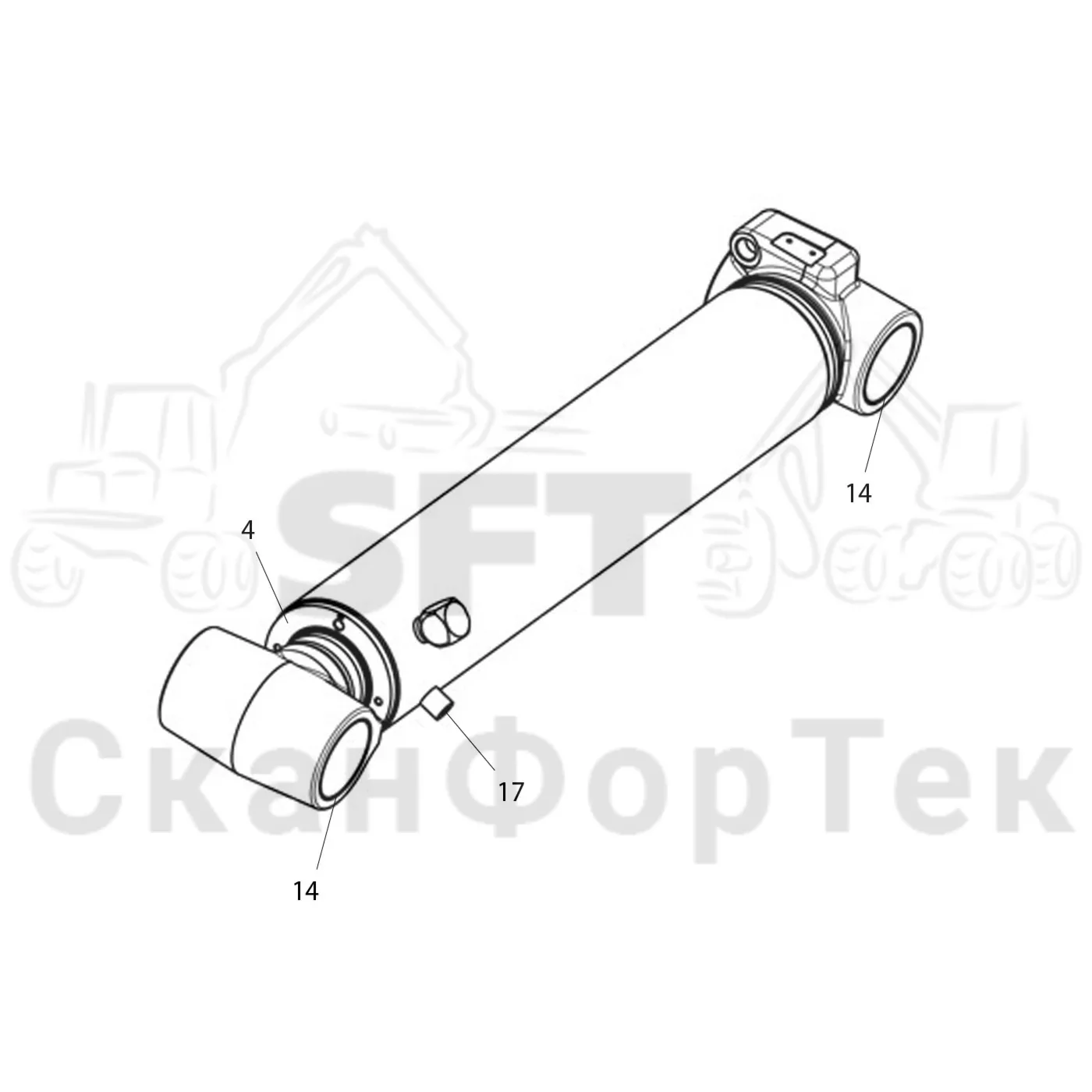 Схема: Komatsu / Форвардер / 895 / Каталог запасных частей / Подъемный кран / Подъемный цилиндр / Цилиндр / Запасные части цилиндра