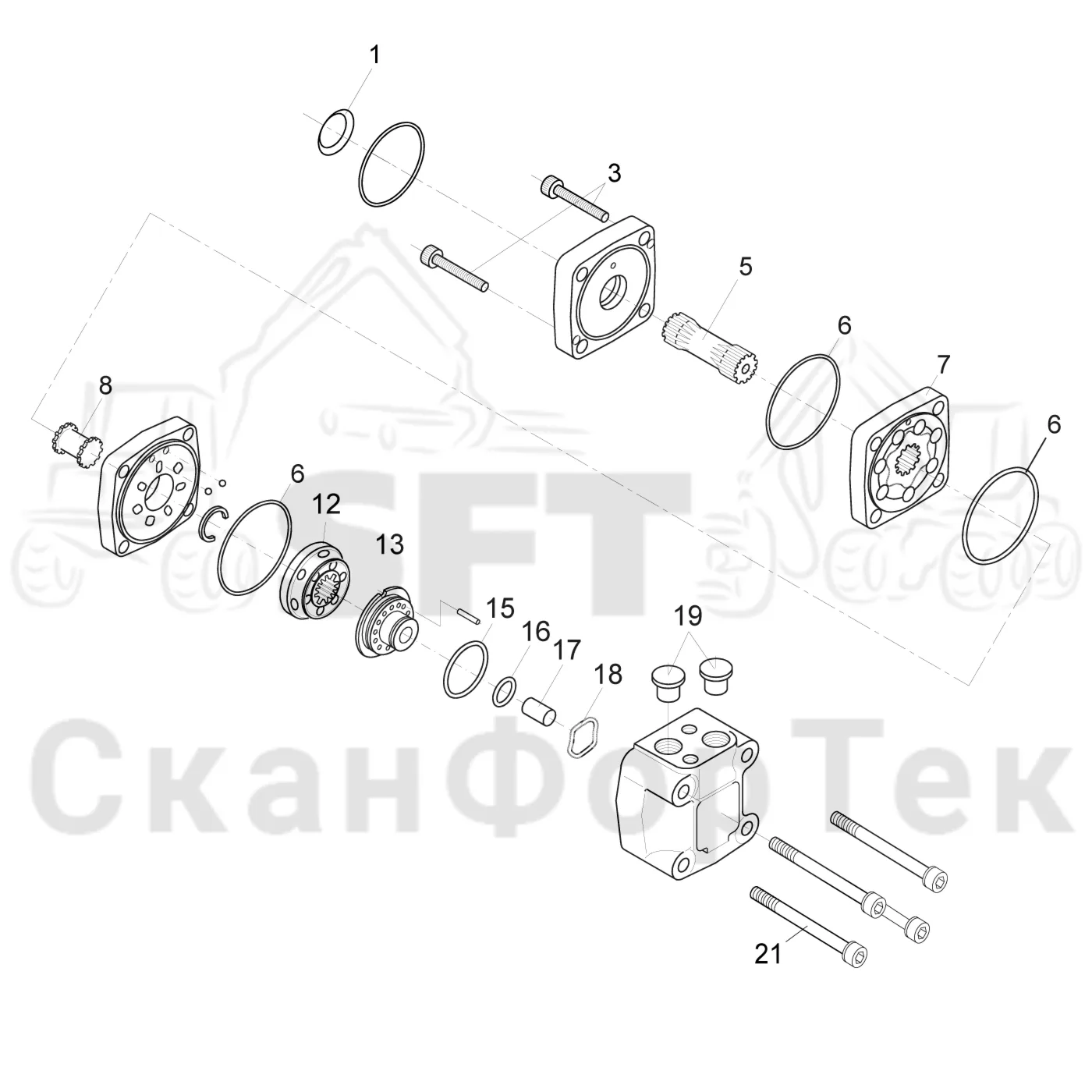 Схема: Komatsu / Лесозаготовительные машины / 931.1 / Каталог запасных частей / Лесозаготовительное оборудование / Головка лесозаготовительной машины / 360.2 / Каталог запасных частей / Поворотные устройства и звенья / Поворотное устройство / Запасные части поворотного устройства