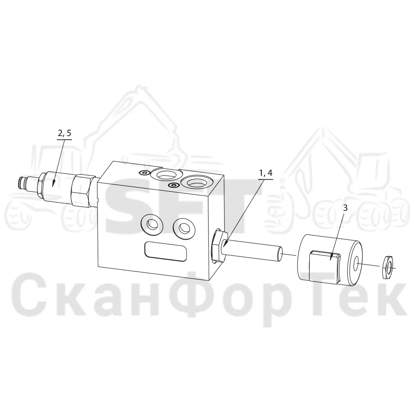 Схема: Komatsu / Лесозаготовительные машины / 901.4 / Каталог запасных частей / Лесозаготовительное оборудование / Головка лесозаготовительной машины / 340 / Каталог запасных частей / Габота с несколькими деЂевьями / Гидравлика / Блок