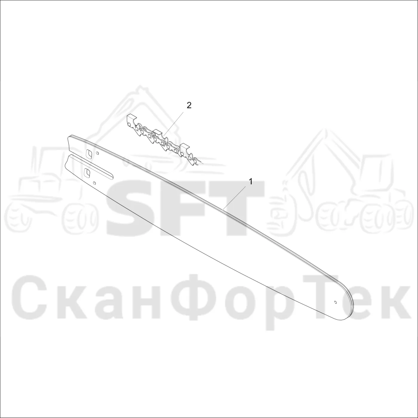 Схема: Komatsu / Головки лесозаготовительной машины / 300 Головки лесозаготовительной машины / 330.2 / Каталог запасных частей / Резка / Стержень пилы / Стержень пилы