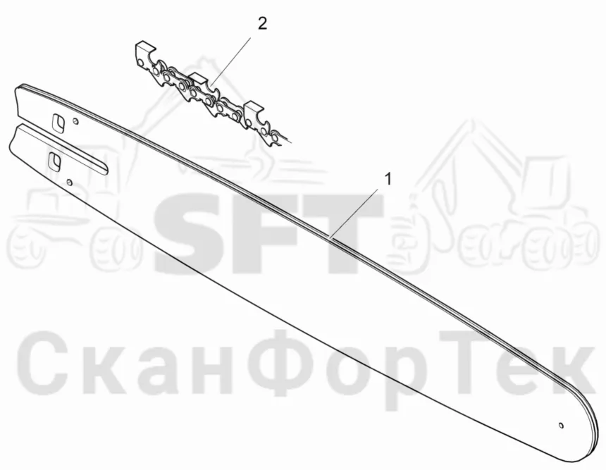Схема: Komatsu / Лесозаготовительные машины / 901.4 / Каталог запасных частей / Лесозаготовительное оборудование / Головка лесозаготовительной машины / 350.1 / Каталог запасных частей / Резка / Стержень пилы / Стержень пилы
