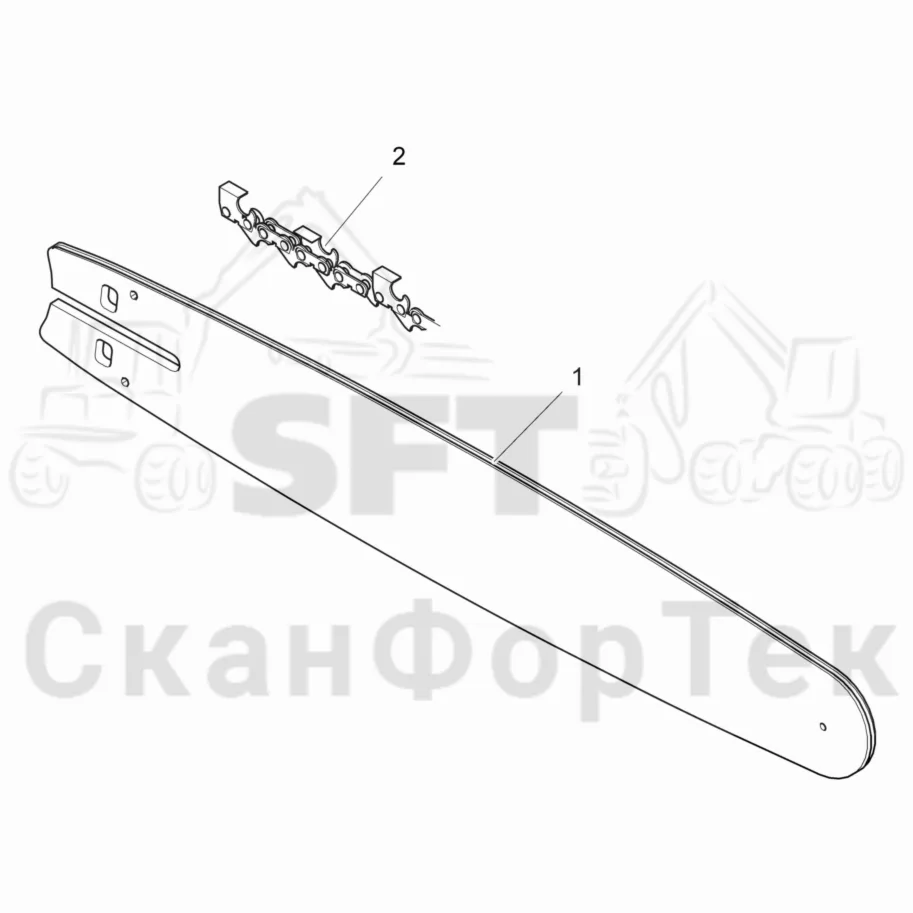 Схема: Komatsu / Головки лесозаготовительной машины / 300 Головки лесозаготовительной машины / 350.1 / Каталог запасных частей / Резка / Стержень пилы / Стержень пилы 3500011844-