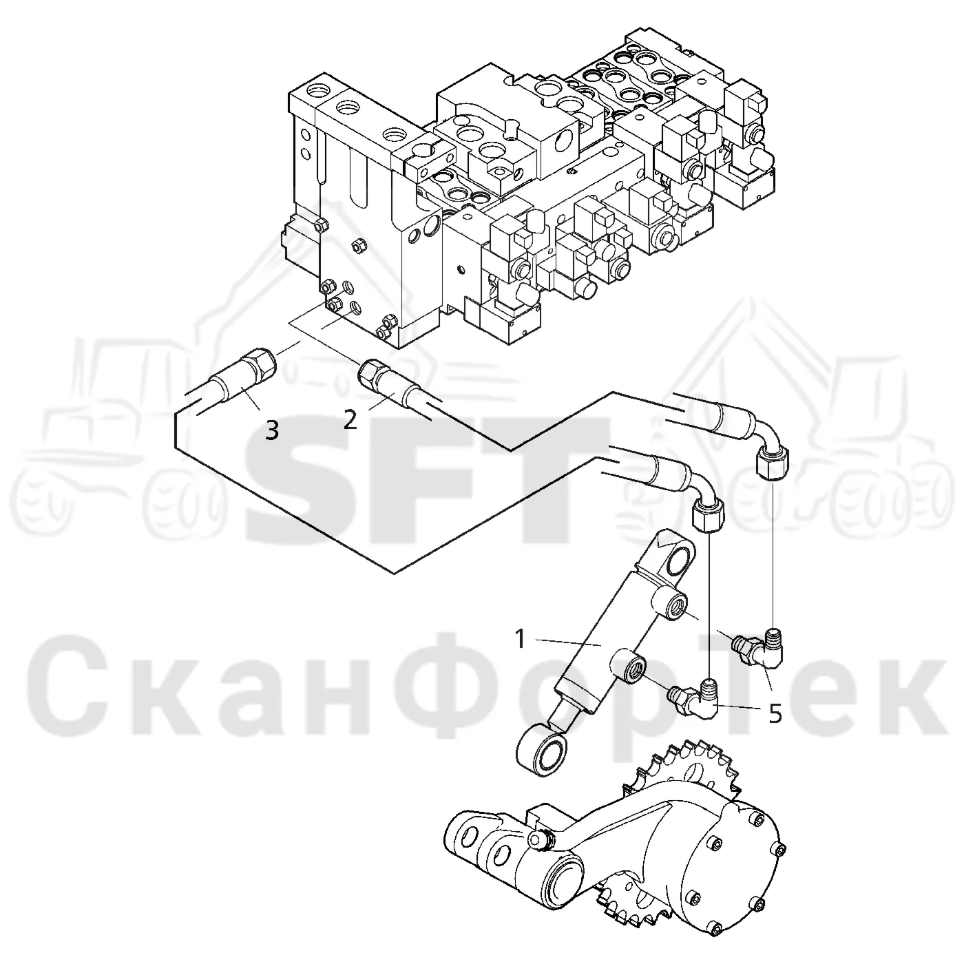 Схема: Komatsu / Головки лесозаготовительной машины / 300 Головки лесозаготовительной машины / 350.1 / Каталог запасных частей / Измерение / Гидравлика подъемного механизма мерного ролика / Гидравлика подъемного механизма мерного ролика