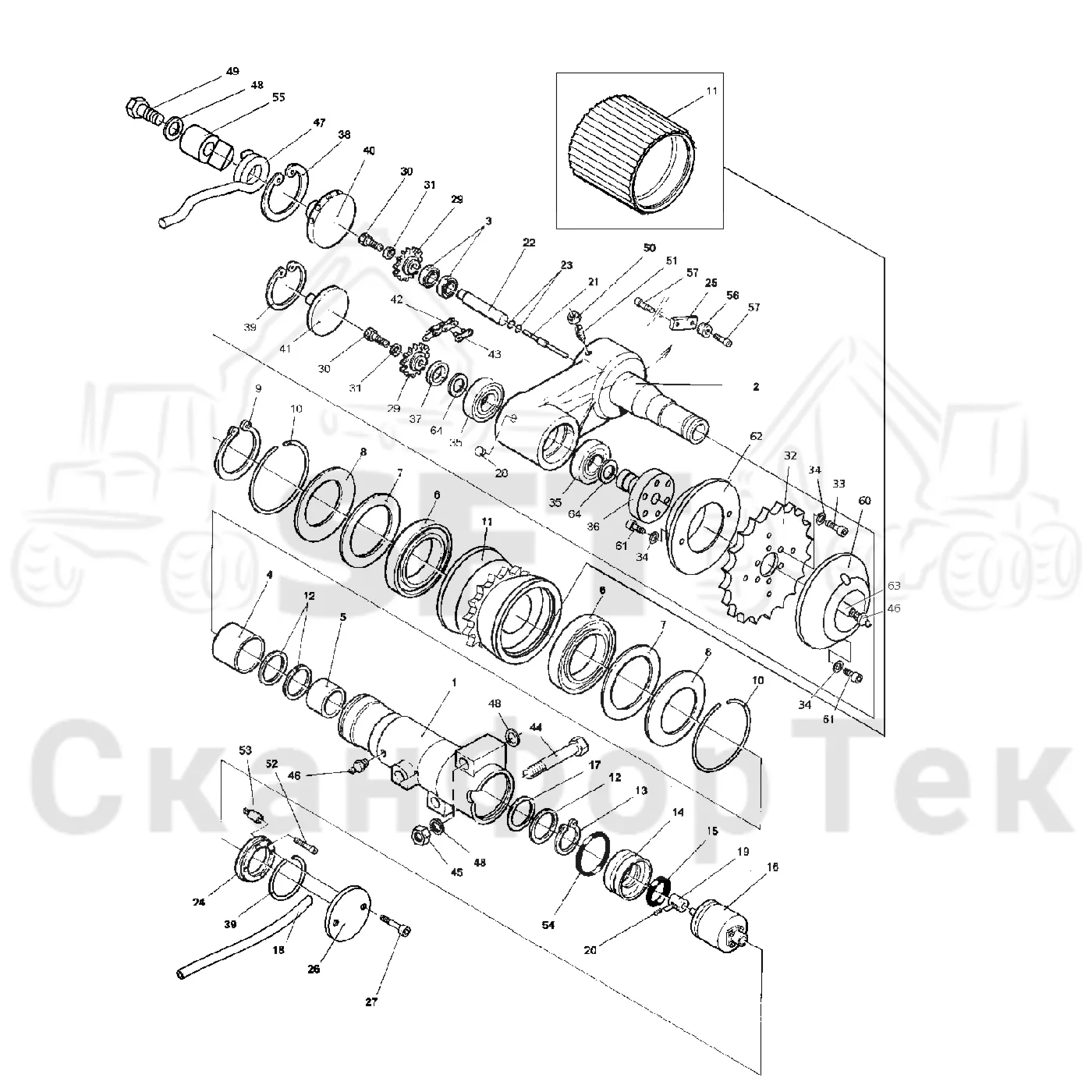 Схема: Valmet / Головки лесозаготовительной машины / Valmet 960 / Valmet 960 / Каталог запасных частей / Valmet 960 / Измерение / Ecia?aiea aeeiu