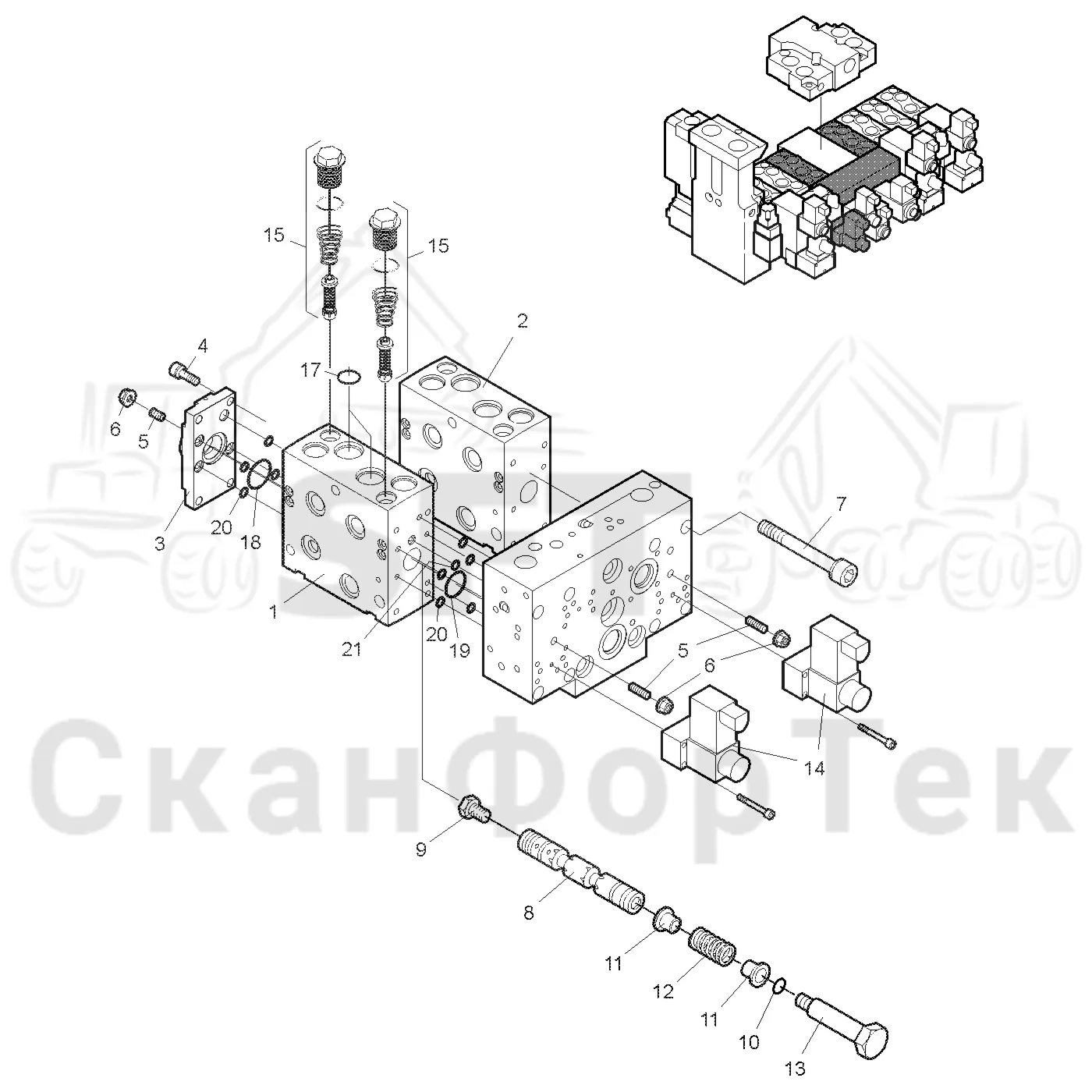Схема: Valmet / Лесозаготовительные машины / Valmet 901.3 / Valmet 901.3 Ch. 311191- / Valmet 901.3 Ch. 311191- / Каталог запасных частей / Лесозаготовительное оборудование / Головка лесозаготовительной машины / Valmet 350.1 / Каталог запасных частей / Гидравлический клапан / Секция клапана Подача питания