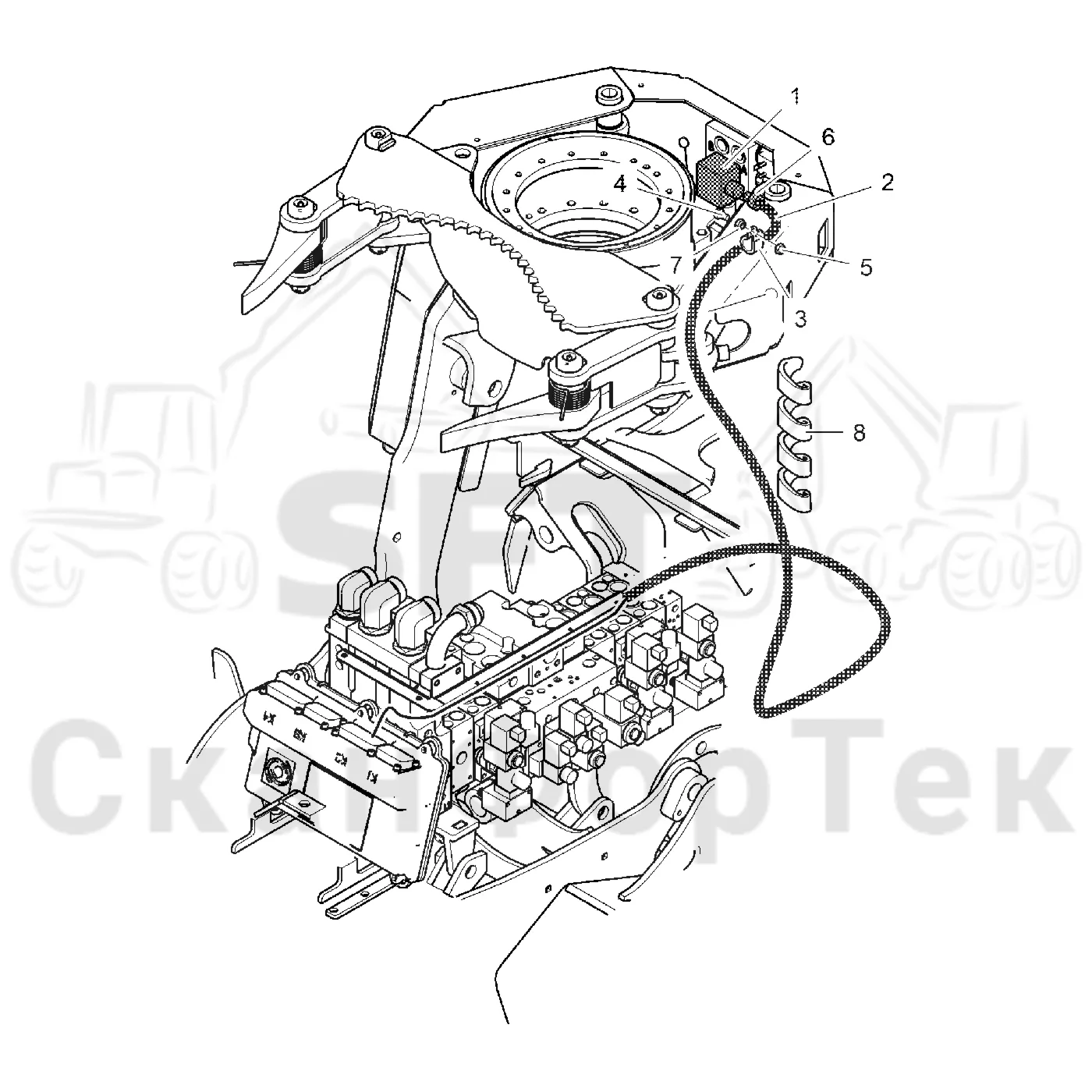 Схема: Valmet / Лесозаготовительные машины / Valmet 901.3 / Valmet 901.3 Ch. 311191- / Valmet 901.3 Ch. 311191- / Каталог запасных частей / Лесозаготовительное оборудование / Головка лесозаготовительной машины / Valmet 350.1 / Каталог запасных частей / Дополнительное оборудование / Габота с несколькими деЂевьями / Комплект электрооборудования