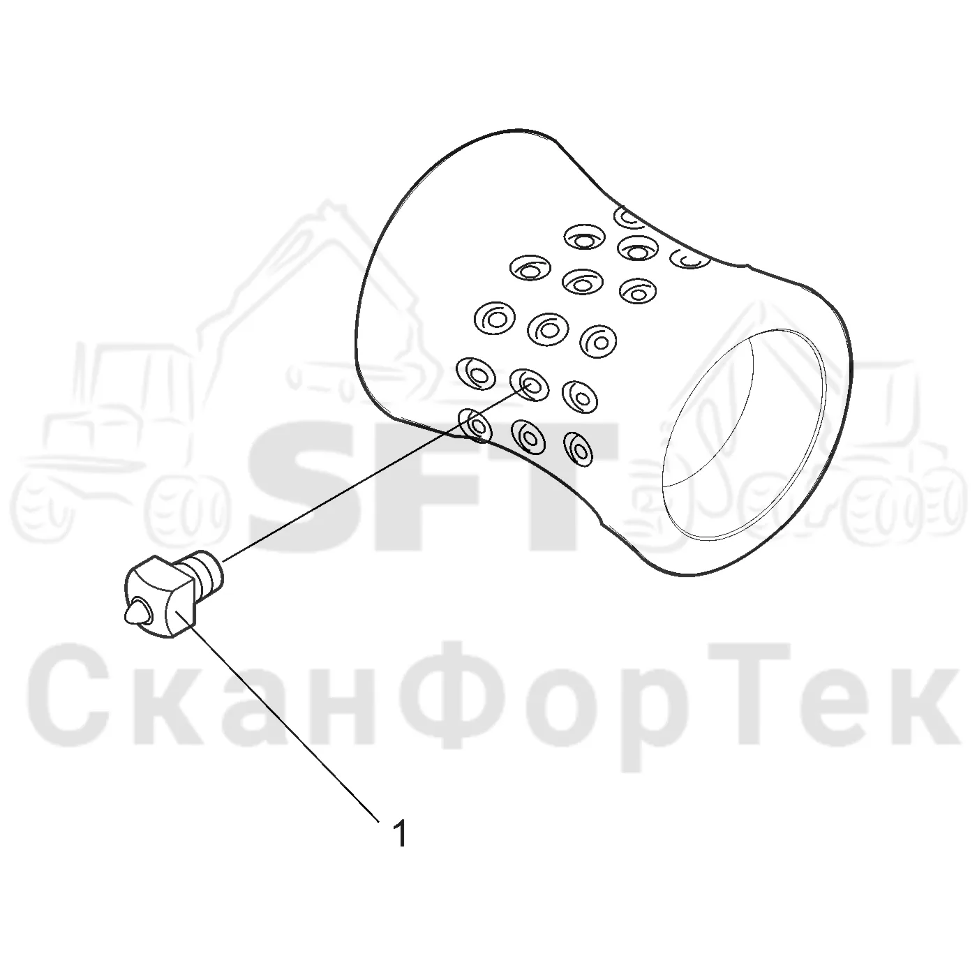 Схема: Valmet / Лесозаготовительные машины / Valmet 921.1 / Valmet 921.1  Ch. -113530 / Valmet 921.1  Ch. -113530 / Каталог запасных частей / Лесозаготовительное оборудование / Головка лесозаготовительной машины / Valmet 370.1 / Valmet 370.1 / Valmet 370.1 Ch. 11731- / Каталог запасных частей / шасси / Опорный ролик передний / Ролик Запчасть