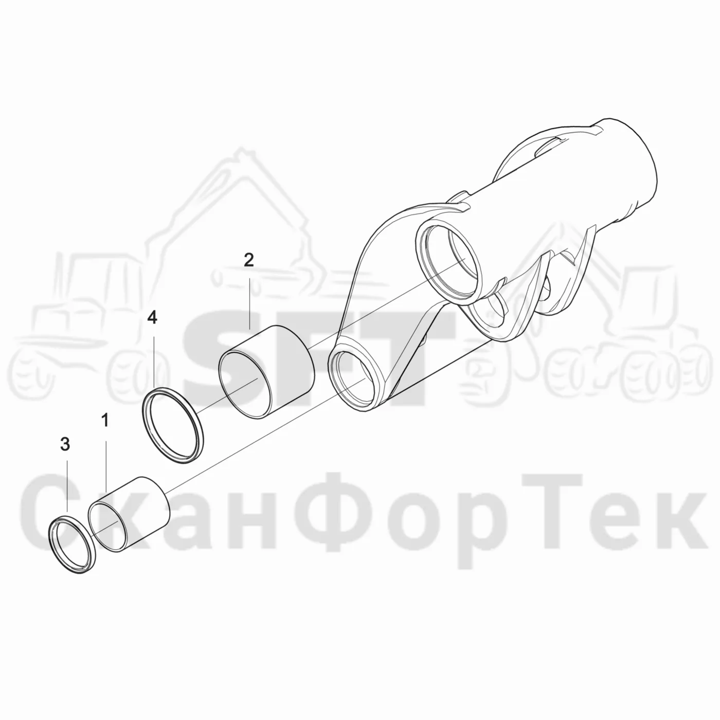 Схема: Komatsu / Лесозаготовительные машины / 951 S/N 9510004367- / Каталог запасных частей / Лесозаготовительное оборудование / Головка лесозаготовительной машины / 370E / Каталог запасных частей / Подача / шасси подающего ролика / Соединительный рычаг
