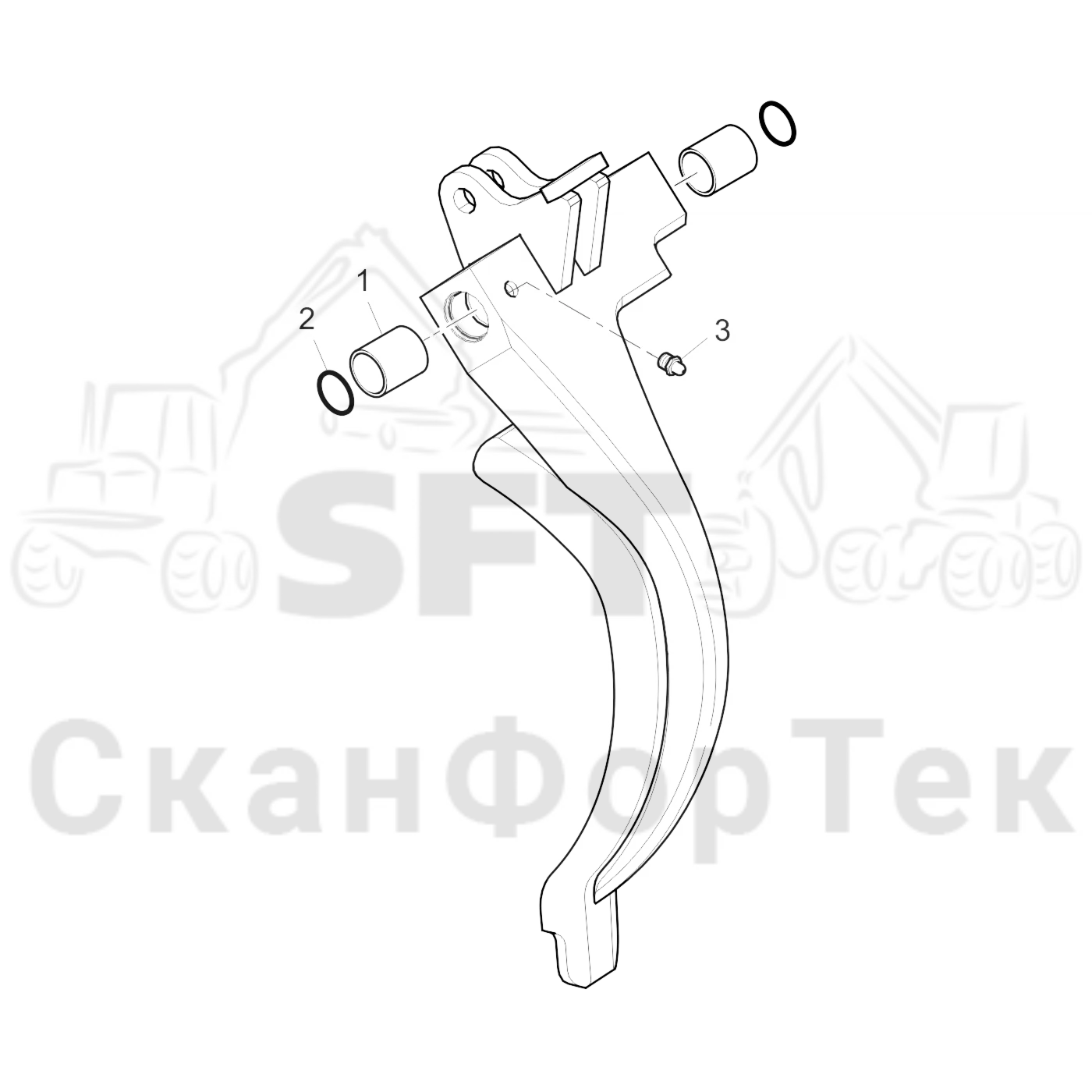 Схема: Komatsu / Лесозаготовительные машины / 911.5 / Каталог запасных частей / Лесозаготовительное оборудование / Головка лесозаготовительной машины / 360.2 / Каталог запасных частей / Обрезка сучьев / Передние сучкорезные ножи / Втулка