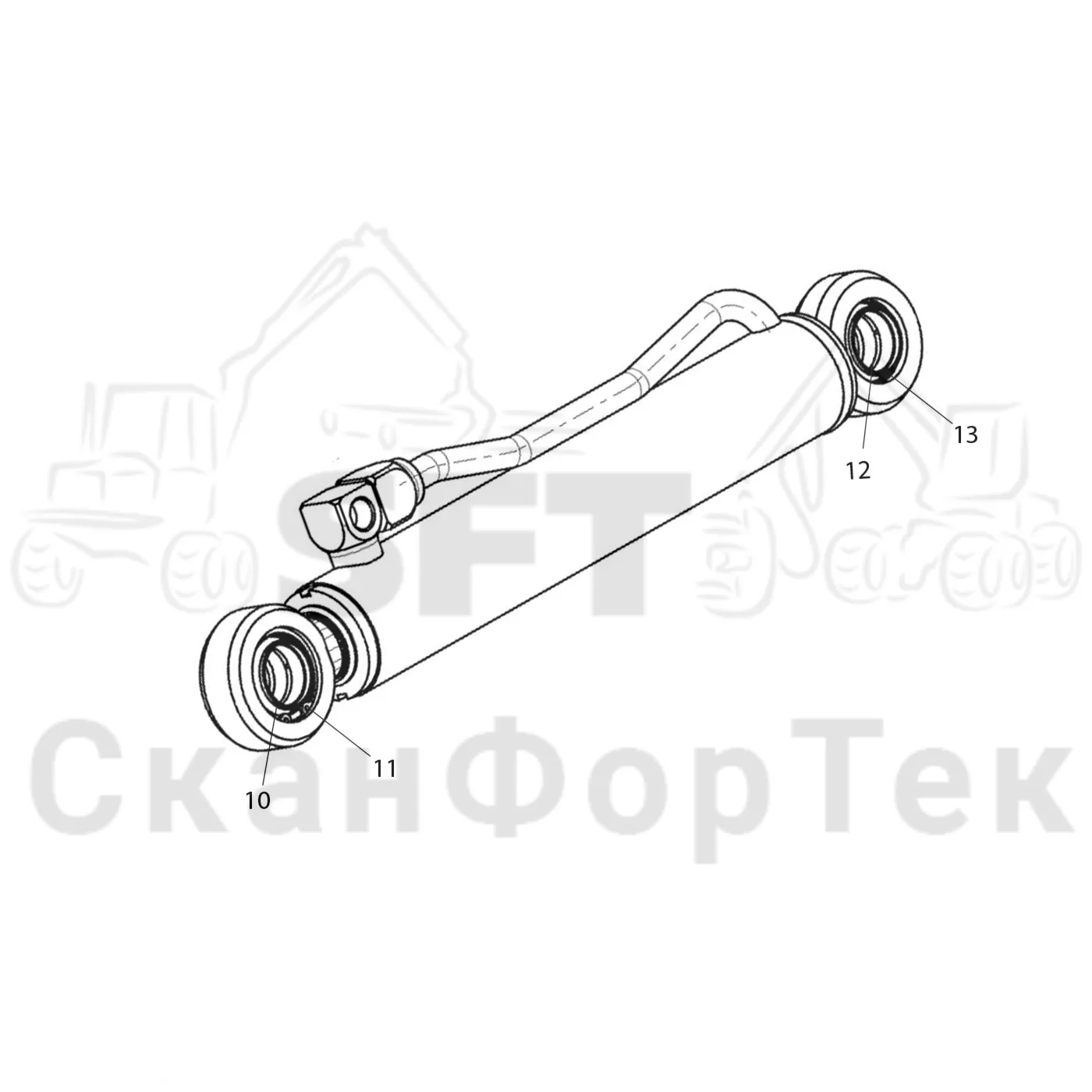 Схема: Komatsu / Головки лесозаготовительной машины / 300 Головки лесозаготовительной машины / 370.2 / Каталог запасных частей / Обрезка сучьев / Гидравлическое оборудование задних сучкорезных ножей 3700022691- / Запасные части цилиндра