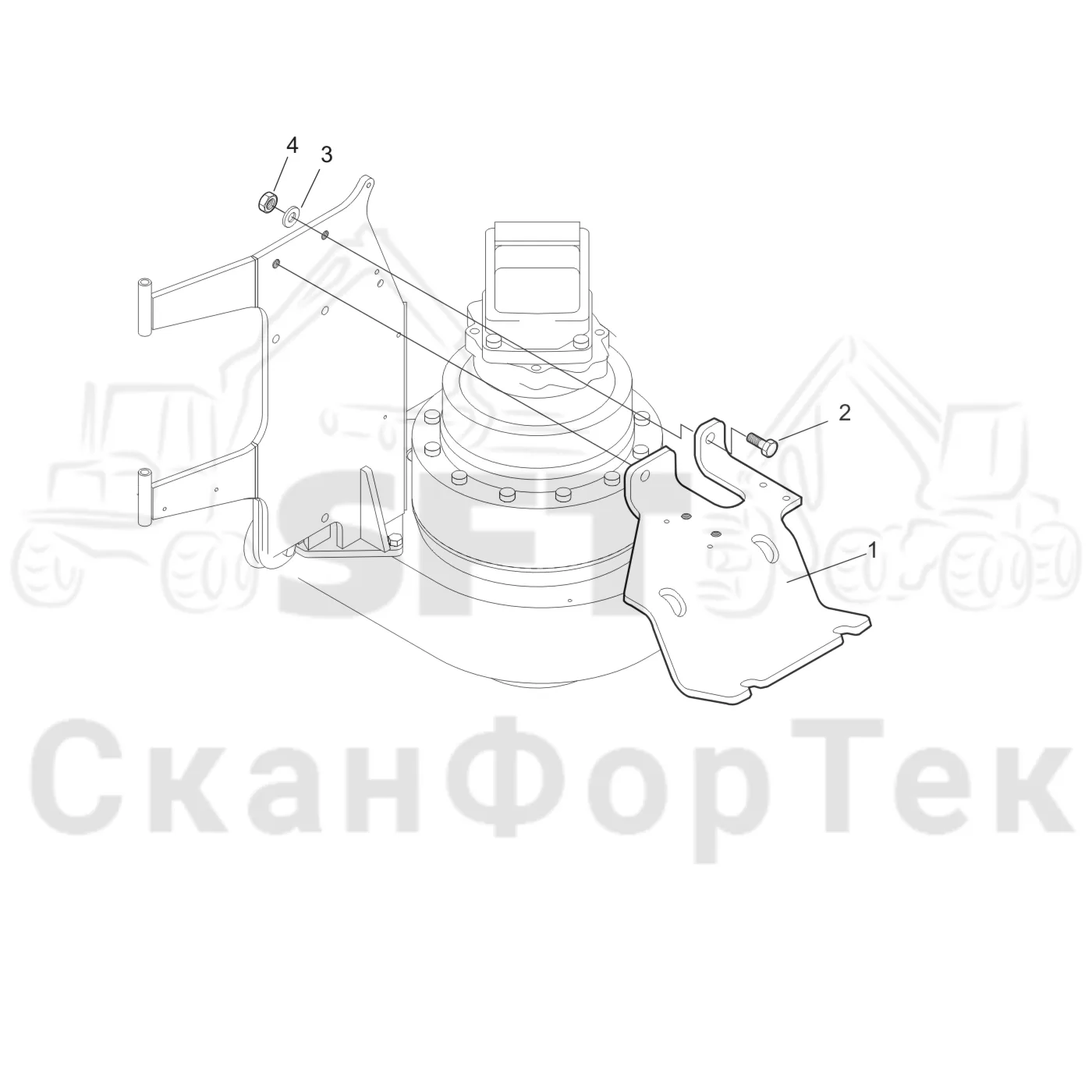 Схема: Komatsu / Лесозаготовительные машины / 911.4 / Каталог запасных частей / Гидравлика / Капот, узел клапана / Монтаж