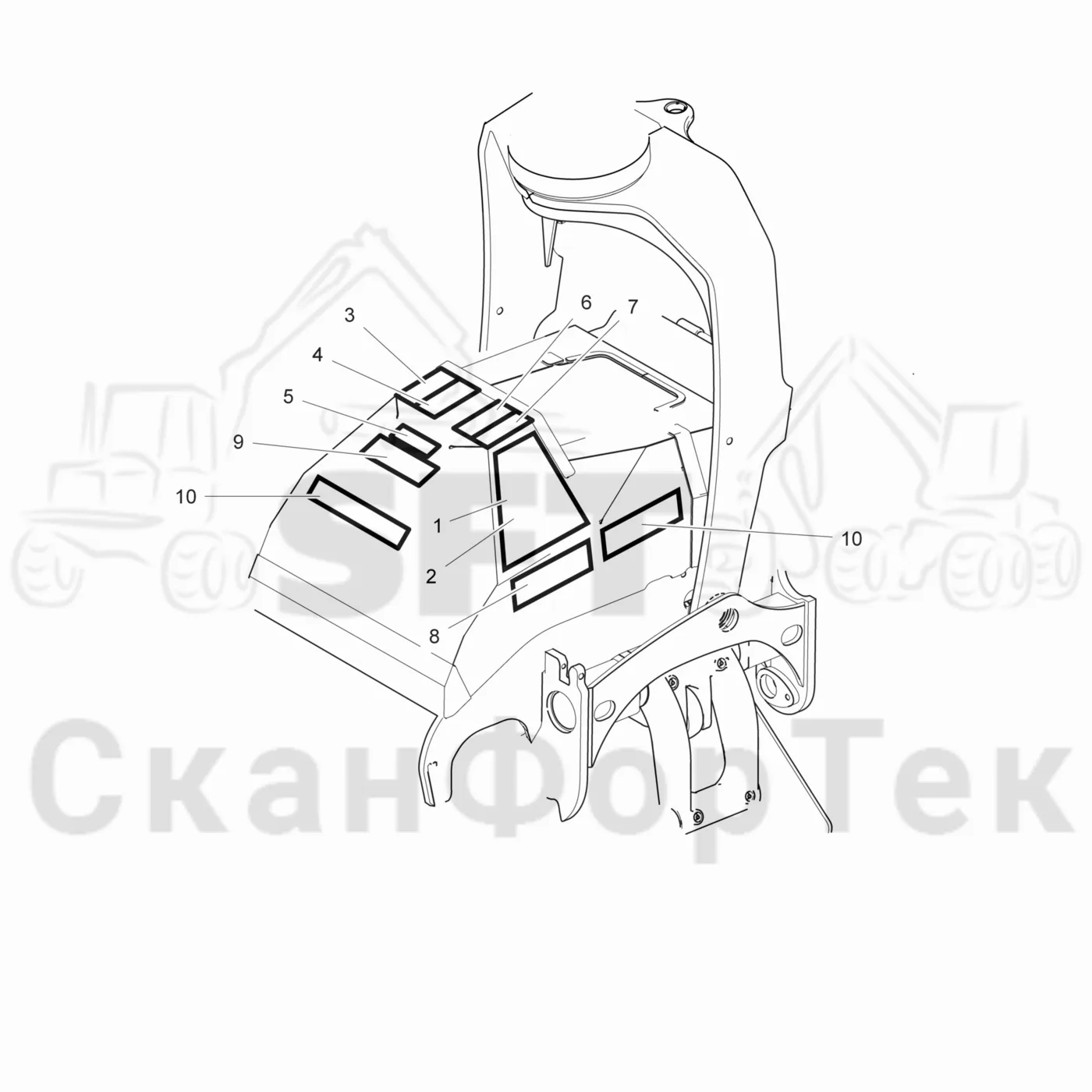 Схема: Komatsu / Лесозаготовительные машины / 931 / Каталог запасных частей / Лесозаготовительное оборудование / Головка лесозаготовительной машины / 370.2 / Каталог запасных частей / шасси / Бирки / Бирки Италия