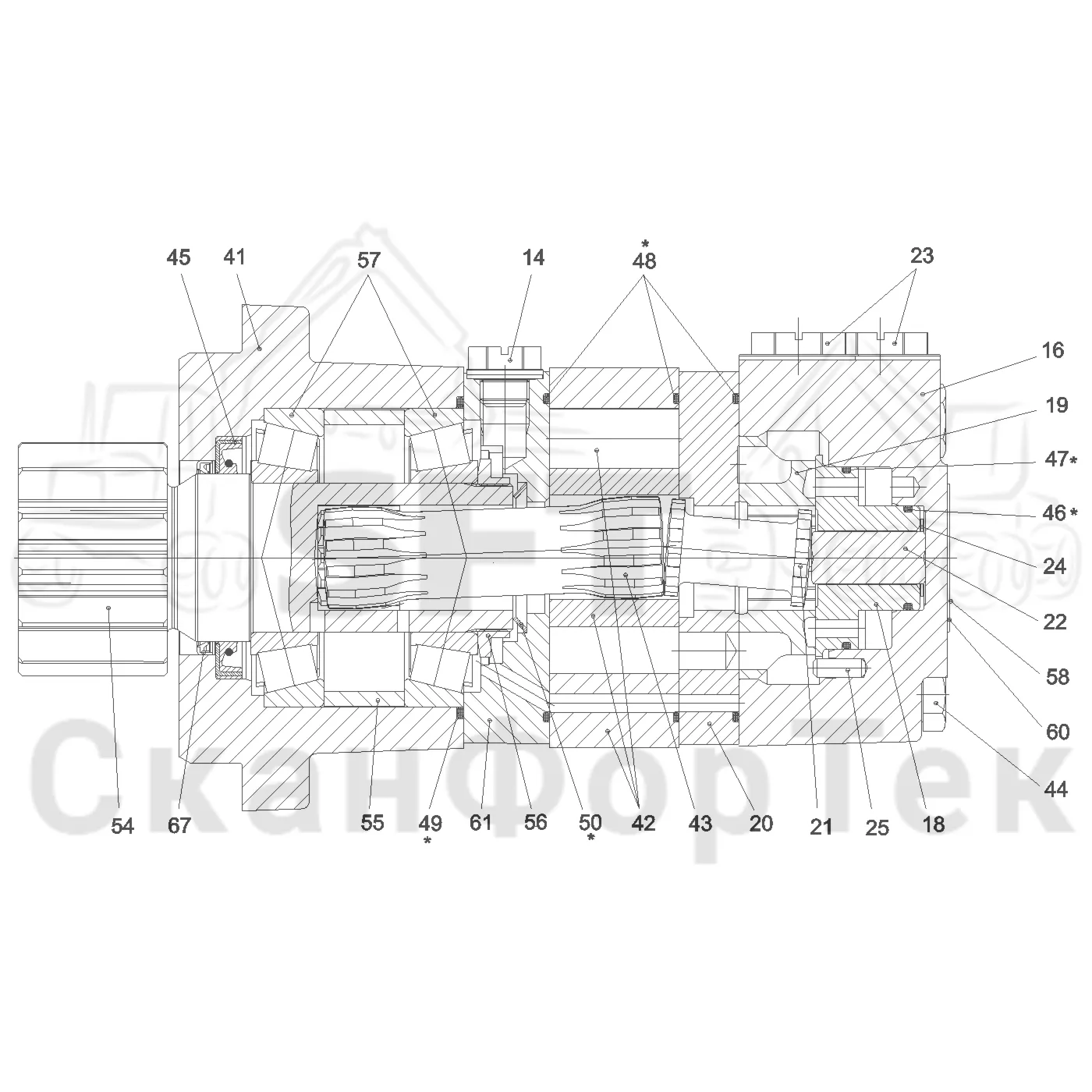 Схема: Valmet / Лесозаготовительные машины / Valmet 911.3 / Valmet 911.3 Ch - 311370 / Valmet 911.3 Ch - 311370 / Каталог запасных частей / Лесозаготовительное оборудование / Головка лесозаготовительной машины / Valmet 360.1 / Valmet 360.1 / Valmet 360.1 Ch. 111831- / Каталог запасных частей / Поворотные устройства и звенья / Запасные части поворотного устройства