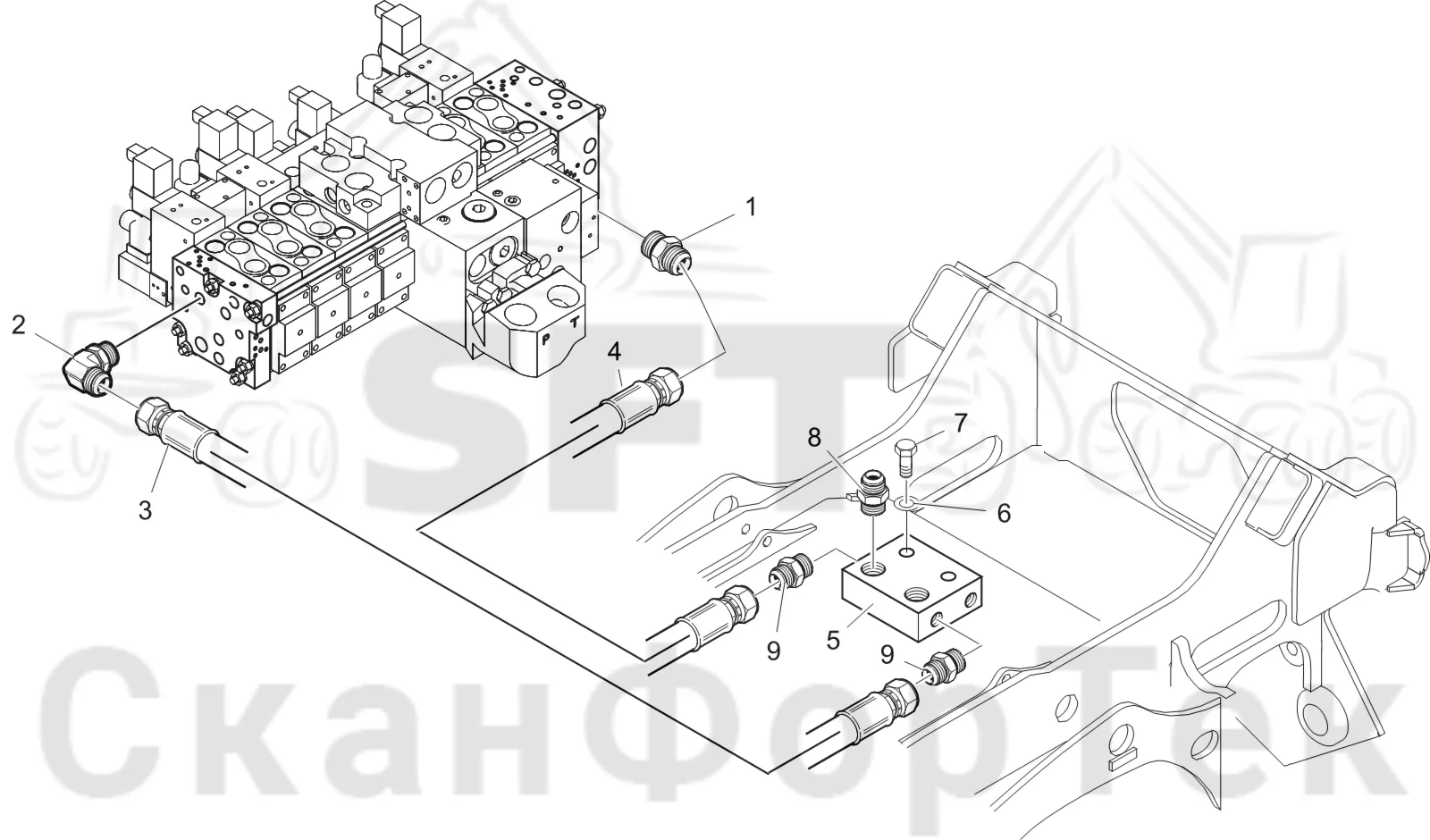 Схема: Valmet / Лесозаготовительные машины / Valmet 941 / Valmet 941 Ch -12070 / Valmet 941 Ch -12070 / Каталог запасных частей / Лесозаготовительное оборудование / Головка лесозаготовительной машины / Valmet 370.1 / Valmet 370.1 / Valmet 370.1 Ch. 11731- / Каталог запасных частей / Гидравлический клапан / Дренаж