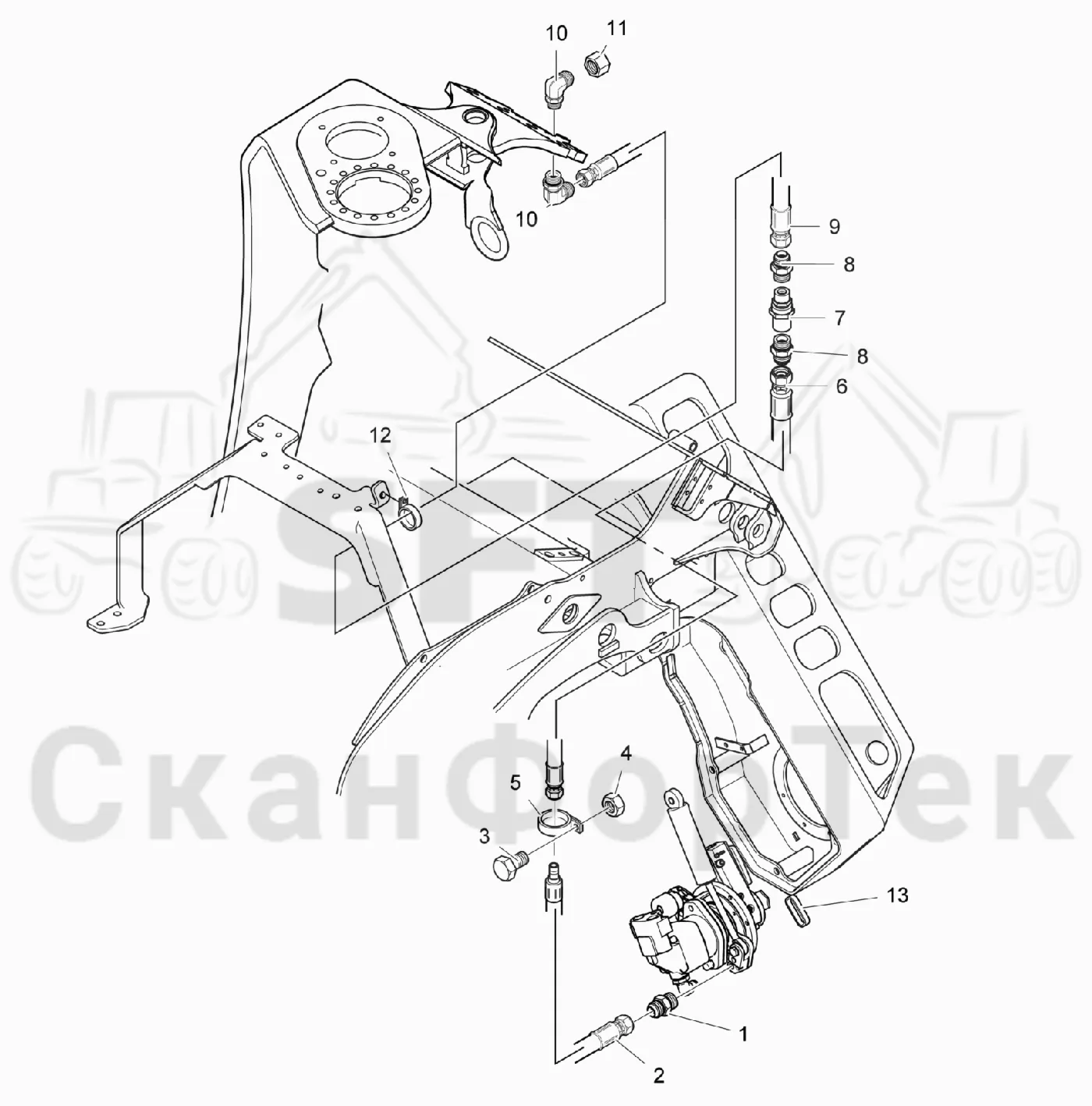 Схема: Valmet / Лесозаготовительные машины / Valmet 941.1 / Valmet 941.1 / Каталог запасных частей / Лесозаготовительное оборудование / Головка лесозаготовительной машины / Valmet 370 E / Valmet 370 E / Valmet 370 E Ch. 11235- / Каталог запасных частей / Резка / Корчевка пней / Корчевка пней
