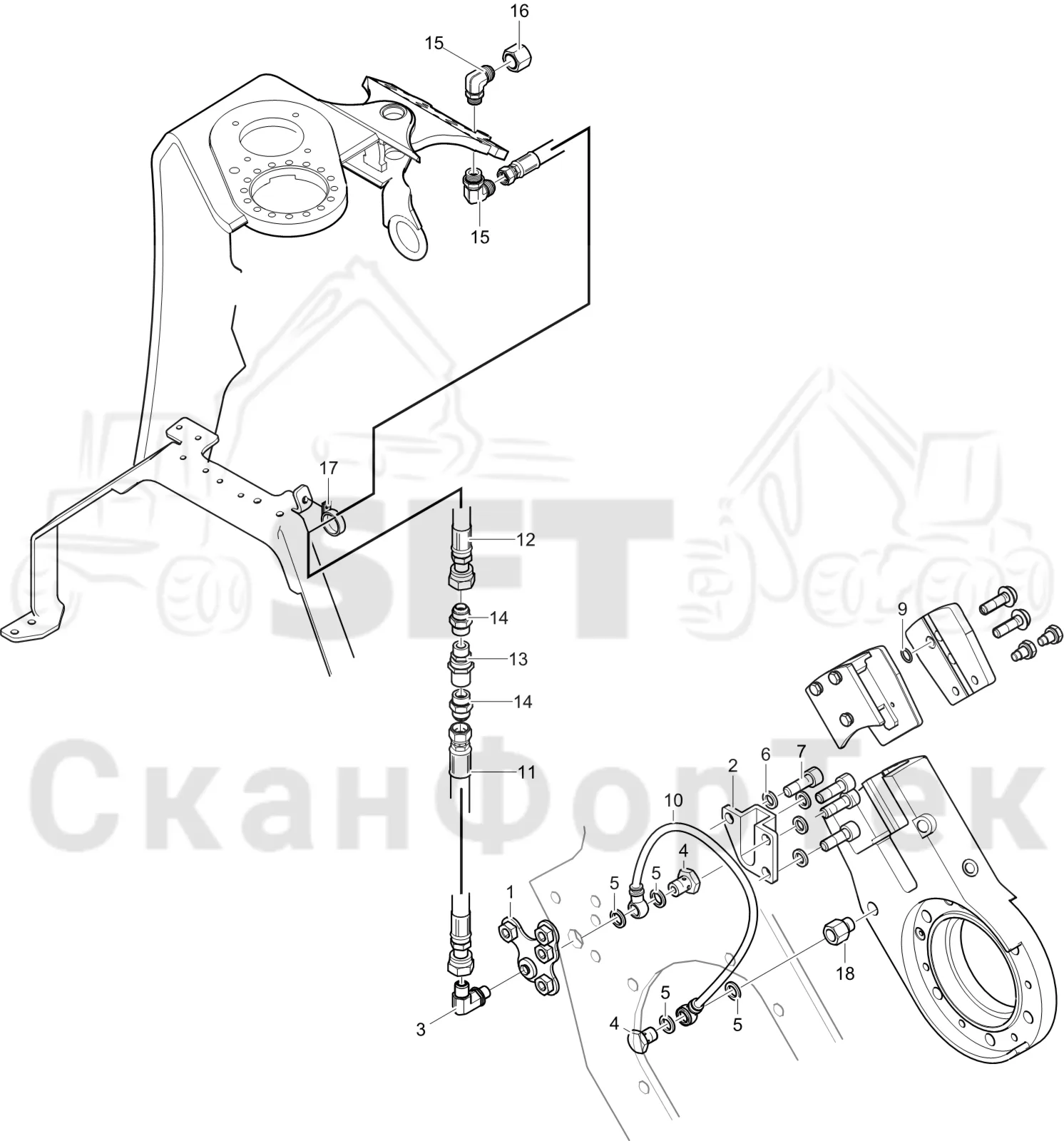 Схема: Komatsu / Головки лесозаготовительной машины / 300 Головки лесозаготовительной машины / 370E / Каталог запасных частей / Резка / Корчевка пней / Корчевка пней 3701002678-