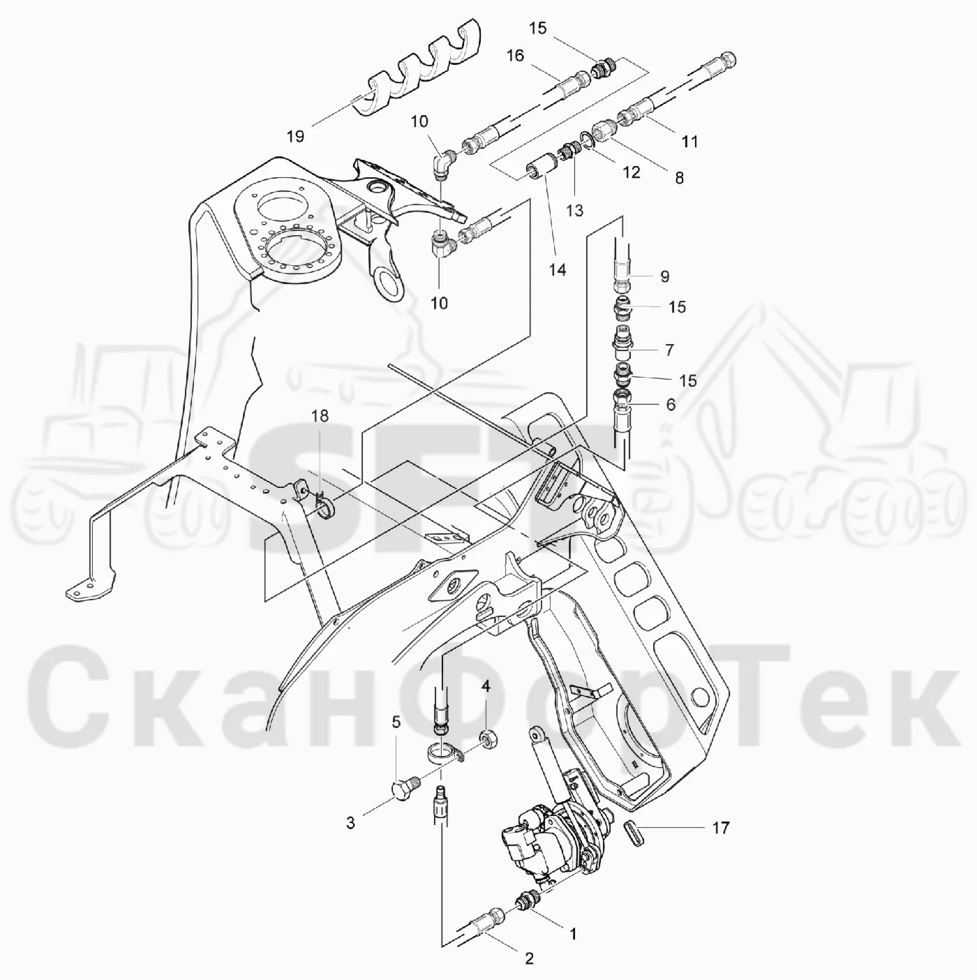 Схема: Komatsu / Лесозаготовительные машины / 951 S/N 9510004367- / Каталог запасных частей / Лесозаготовительное оборудование / Головка лесозаготовительной машины / 370E / Каталог запасных частей / Резка / Корчевка пней / Корчевка пней CRH