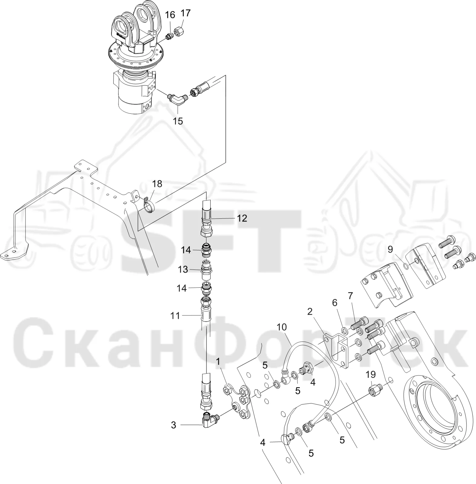 Схема: Komatsu / Лесозаготовительные машины / 951 S/N 9510004367- / Каталог запасных частей / Лесозаготовительное оборудование / Головка лесозаготовительной машины / 370E / Каталог запасных частей / Резка / Корчевка пней / Корчевка пней 360° 3701002678-