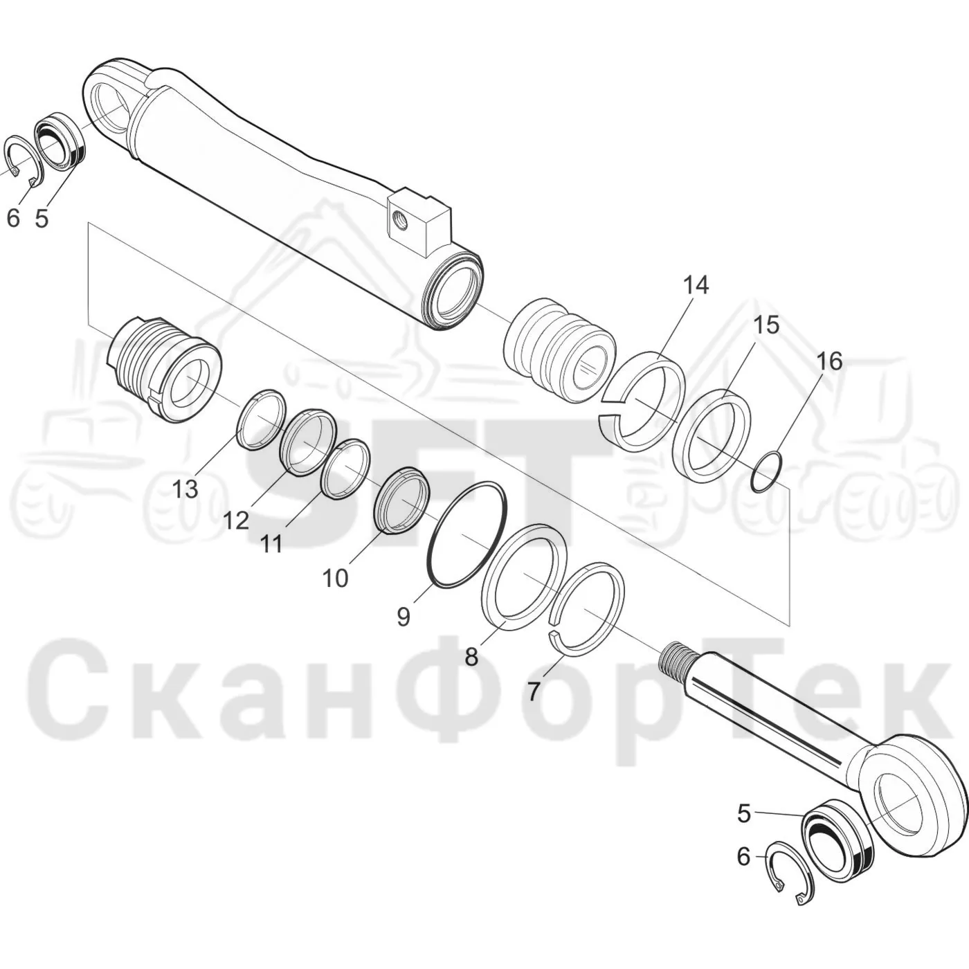 Схема: Valmet / Головки лесозаготовительной машины / Valmet 370 E / Valmet 370 E Ch. 11235- / Valmet 370 E Ch. 11235- / Каталог запасных частей / Валка леса / Валочное гидравлическое оборудование / Запасные части цилиндра