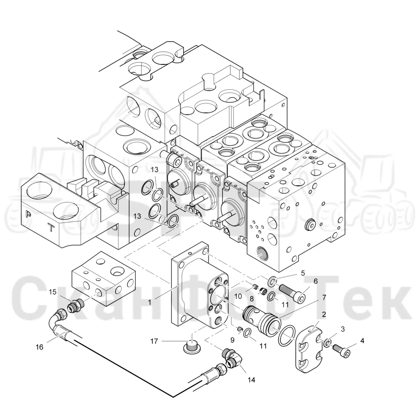 Схема: Komatsu / Лесозаготовительные машины / 951 S/N 9510004367- / Каталог запасных частей / Лесозаготовительное оборудование / Головка лесозаготовительной машины / 370E / Каталог запасных частей / Гидравлический клапан / Гидравлический клапан 3701002428- / Вентиль обратного заполнения
