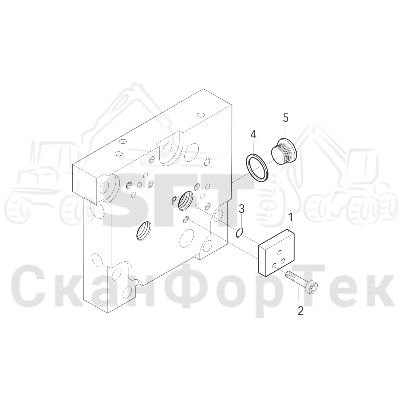 Схема: Valmet / Головки лесозаготовительной машины / Valmet 370 E / Valmet 370 E Ch.11171- / Valmet 370 E Ch. 11171- / Каталог запасных частей / Гидравлический клапан / Левый концевой блок, гидравлика смазки цепи