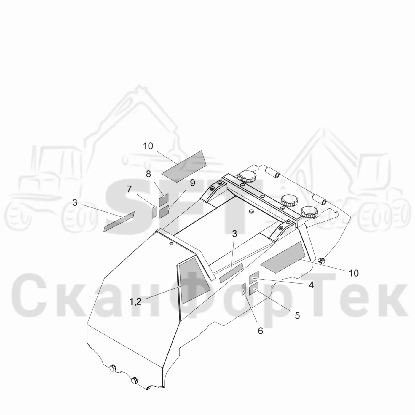Схема: Komatsu / Головки лесозаготовительной машины / 300 Головки лесозаготовительной машины / 365 / Каталог запасных частей / шасси / Бирки / Бирки RU