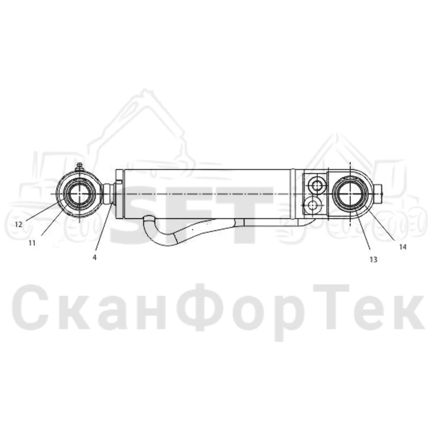 Схема: Komatsu / Лесозаготовительные машины / 931 S/N 9310021067- / Каталог запасных частей / Лесозаготовительное оборудование / Головка лесозаготовительной машины / 365.1 / Каталог запасных частей / Подача / Гидравлика открывания и закрывания роликов подачи / Запасные части цилиндра