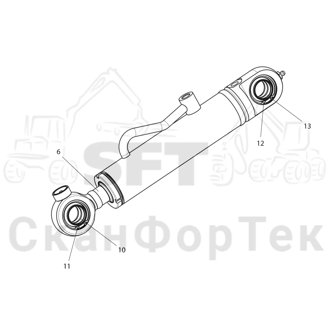 Схема: Komatsu / Лесозаготовительные машины / 901 S/N 9010053267- / Каталог запасных частей / Лесозаготовительное оборудование / Головка лесозаготовительной машины / C93 / Каталог запасных частей / Обрезка сучьев / Гидравлический привод сучкорезного ножа / Запасные части цилиндра