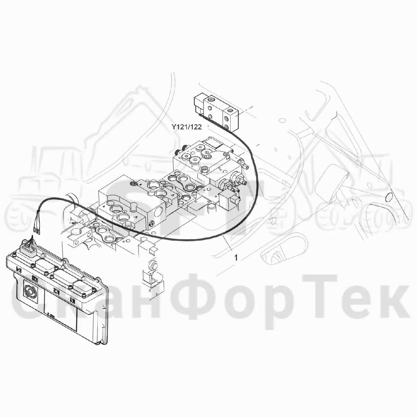 Схема: Komatsu / Лесозаготовительные машины / 931XC S/N 9313021208- / Каталог запасных частей / Лесозаготовительное оборудование / Головка лесозаготовительной машины / C144 / Каталог запасных частей / Резка / Цветовая маркировка / Электрооборудование цветовой маркировки