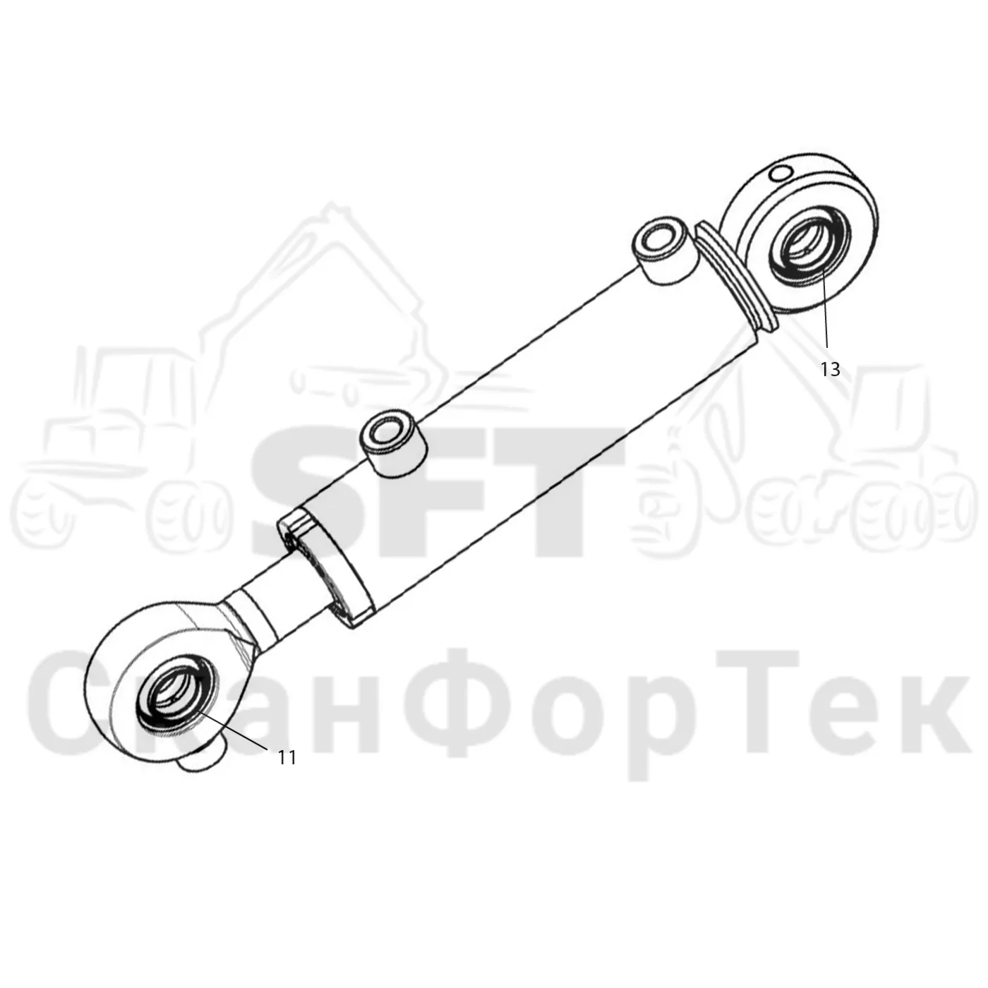 Схема: Komatsu / Головки лесозаготовительной машины / 300 Головки лесозаготовительной машины / 378 E / Каталог запасных частей / Резка / Cutting unit hydraulics topsaw 3781014042- / Запасные части цилиндра