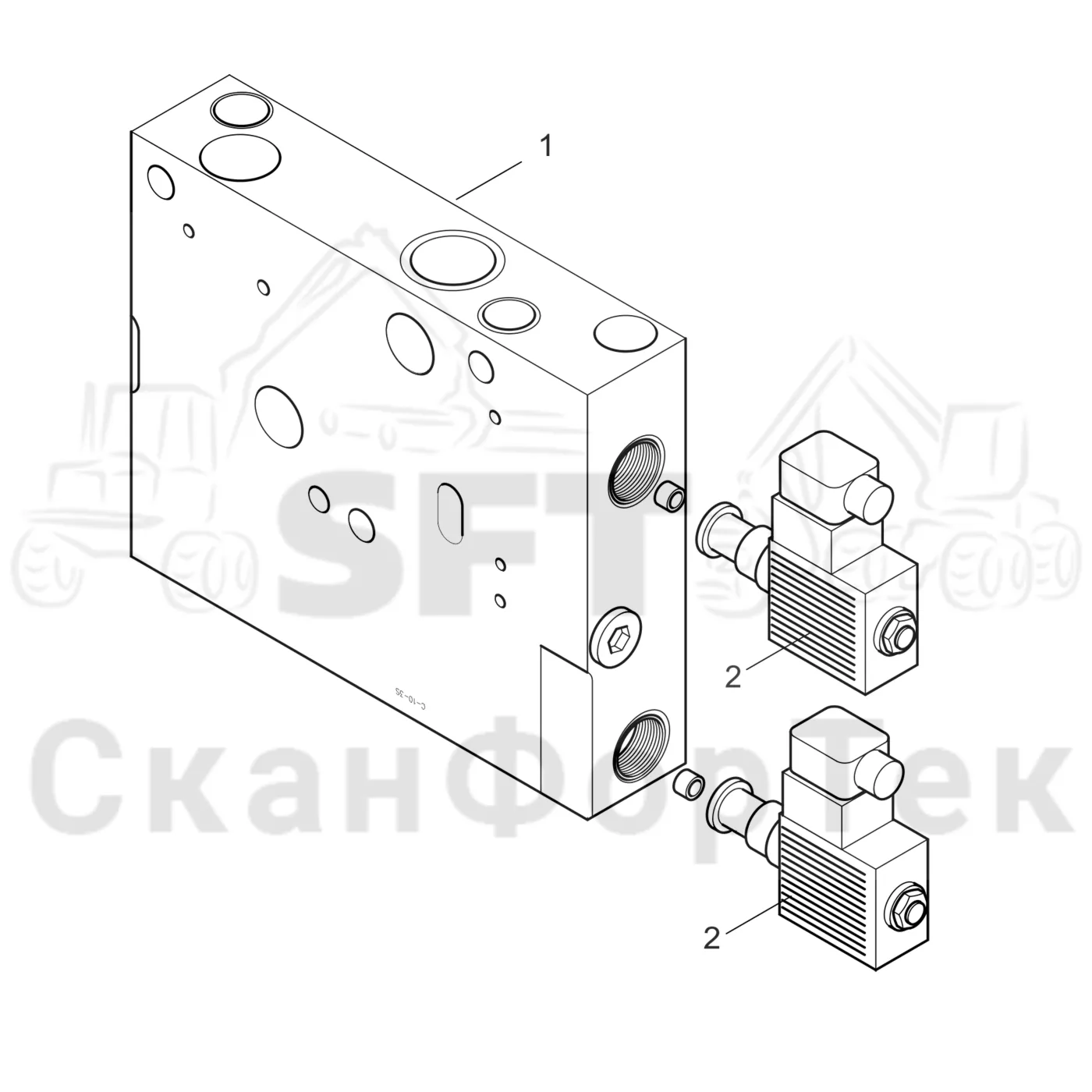 Схема: Komatsu / Лесозаготовительные машины / 951 S/N 9510004367- / Каталог запасных частей / Лесозаготовительное оборудование / Головка лесозаготовительной машины / C202 / Каталог запасных частей / Гидравлический клапан / Узел клапана / M16 Блок