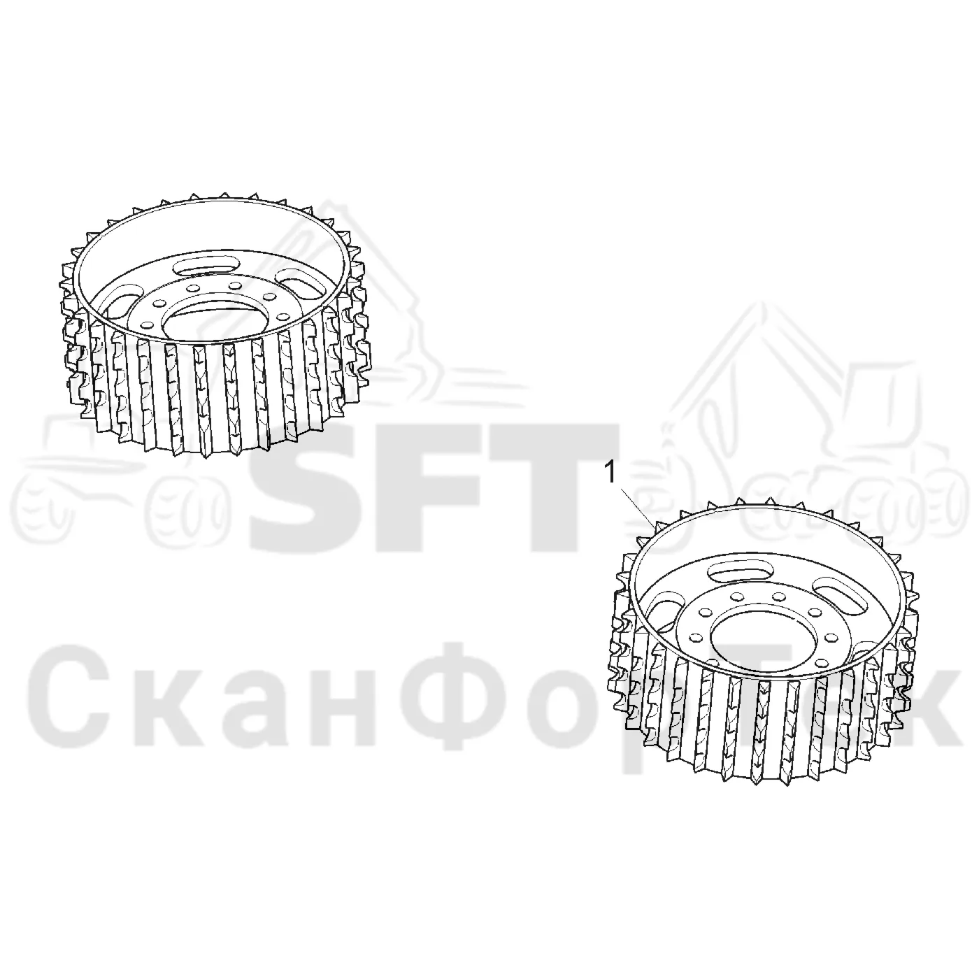 Схема: Komatsu / Головки лесозаготовительной машины / 300 Головки лесозаготовительной машины / 398 / Каталог запасных частей / Подача / Подающие ролики / Подающие ролики