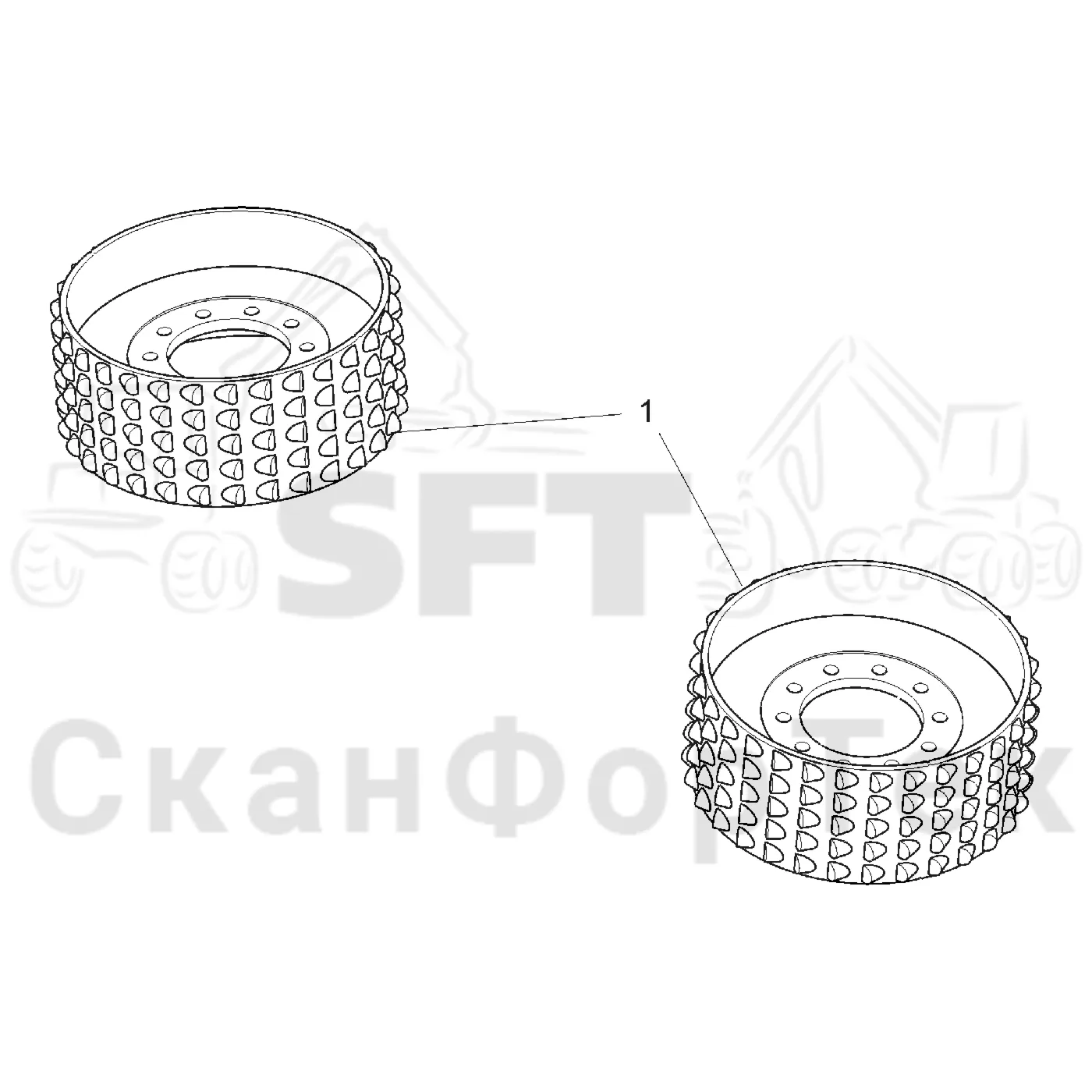 Схема: Komatsu / Головки лесозаготовительной машины / C Головки лесозаготовительной машины / C283 / Каталог запасных частей / Подача / Подающие ролики / Подающие ролики