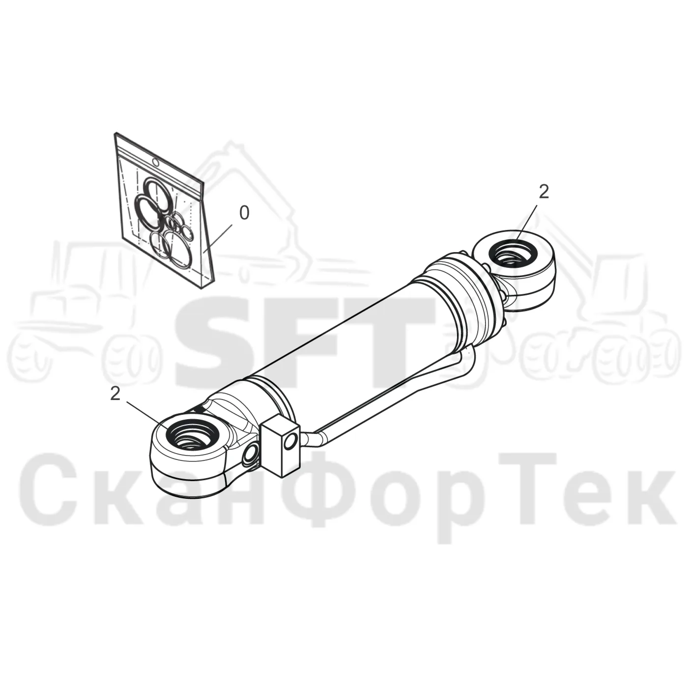Схема: Komatsu / Головки лесозаготовительной машины / C Головки лесозаготовительной машины / C283 / Каталог запасных частей / Подача / Гидравлика открывания и закрывания роликов подачи / Запасные части цилиндра