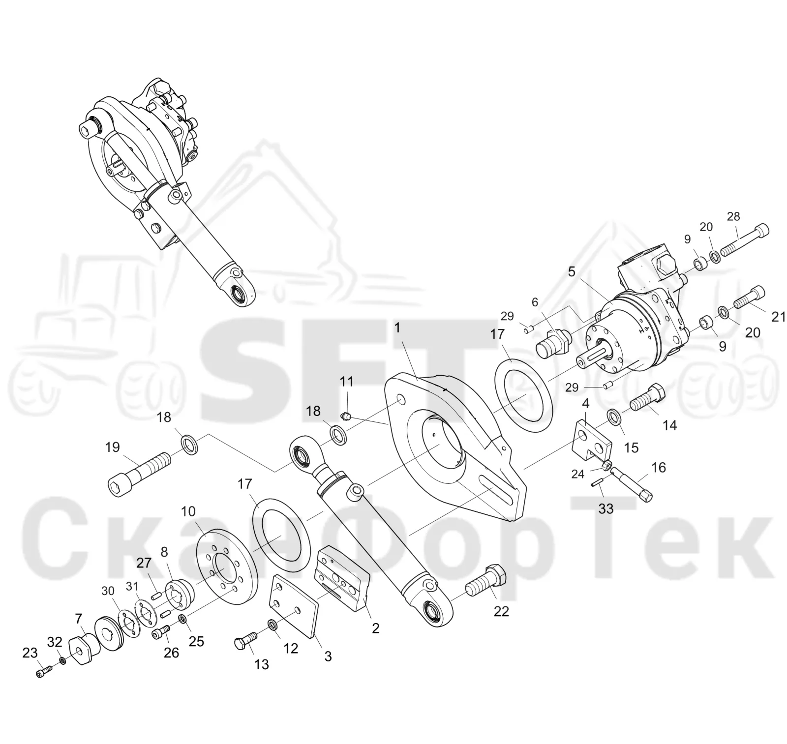 Схема: Komatsu / Головки лесозаготовительной машины / C Головки лесозаготовительной машины / C283 / Каталог запасных частей / Резка / Верхняя пила / Верхняя пила